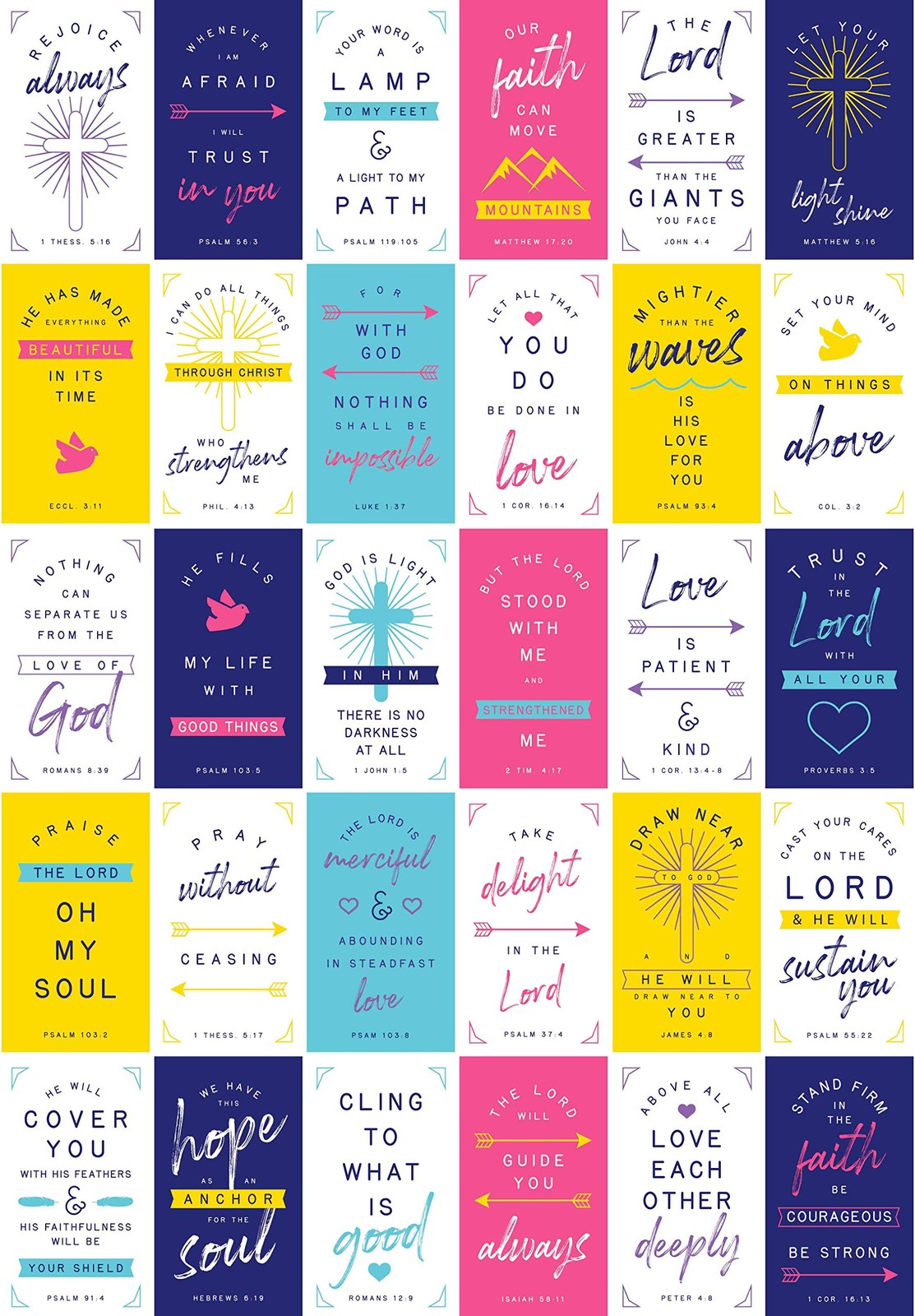 Bible Verse Cards – Inspirational Scripture 2 inches x 3.5 inches, Multicolor