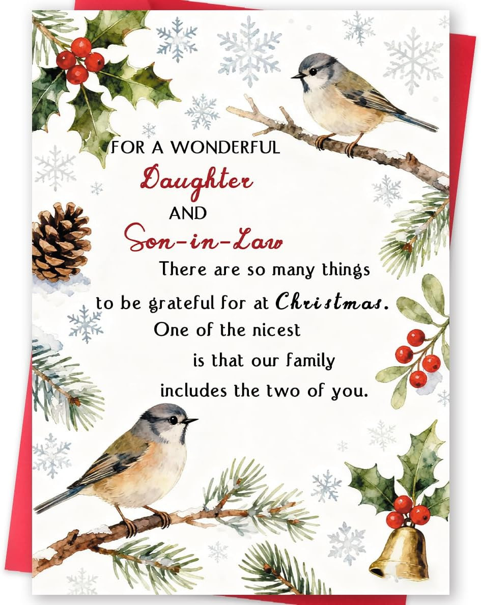 Funny Daughter and Son in Law Christmas Card, Happy Christmas Card for Daughter