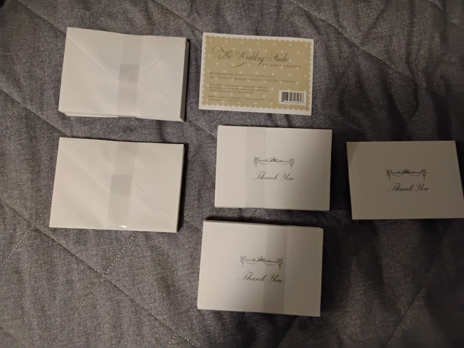 NIB New ANNA GRIFFIN The Wedding Studio 50 Thank You Fold Note Cards Envelopes