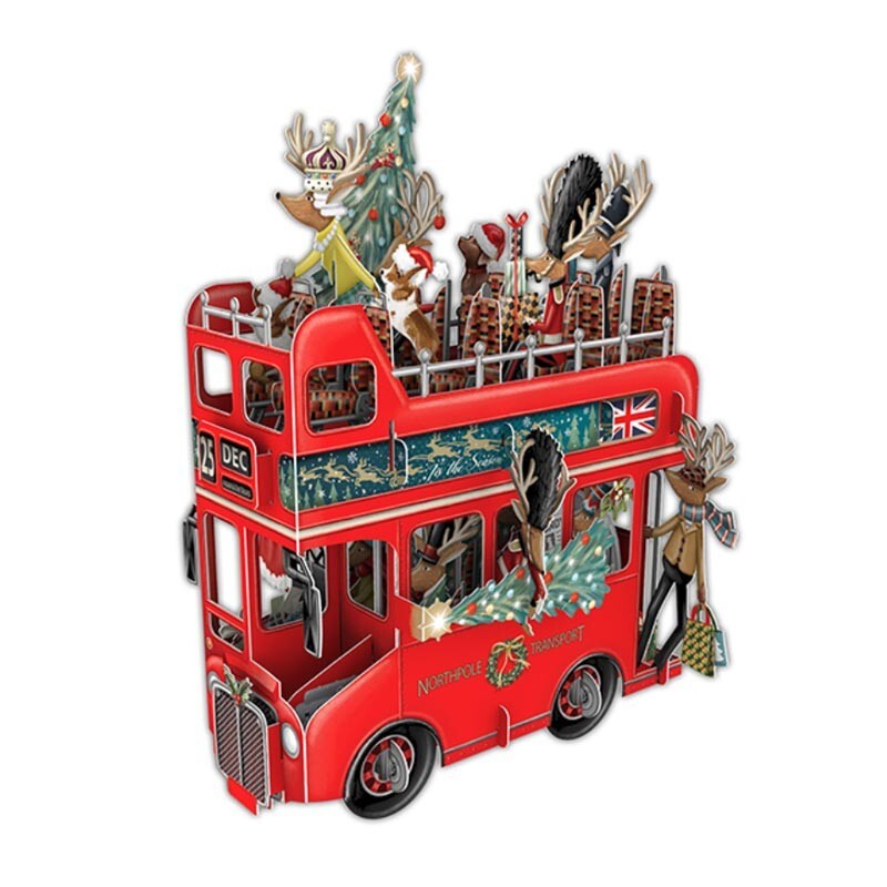 Paper D’Art Pop-Up Christmas Greeting Card – SANTA’S BUS – PPDT-X-3D018