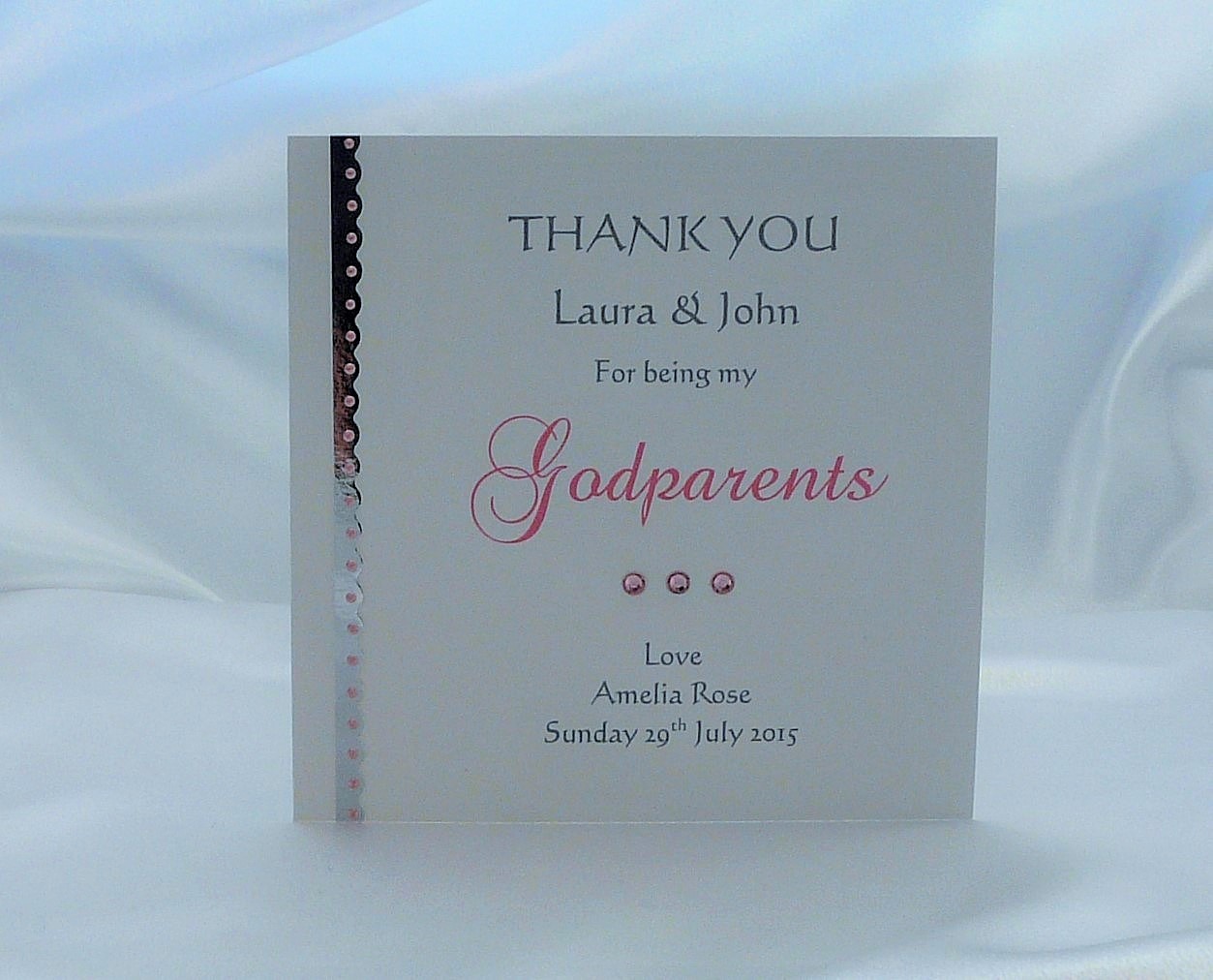 Personalised Thank you Godparents/Godmother/Godfather Pink/Blue Handmade