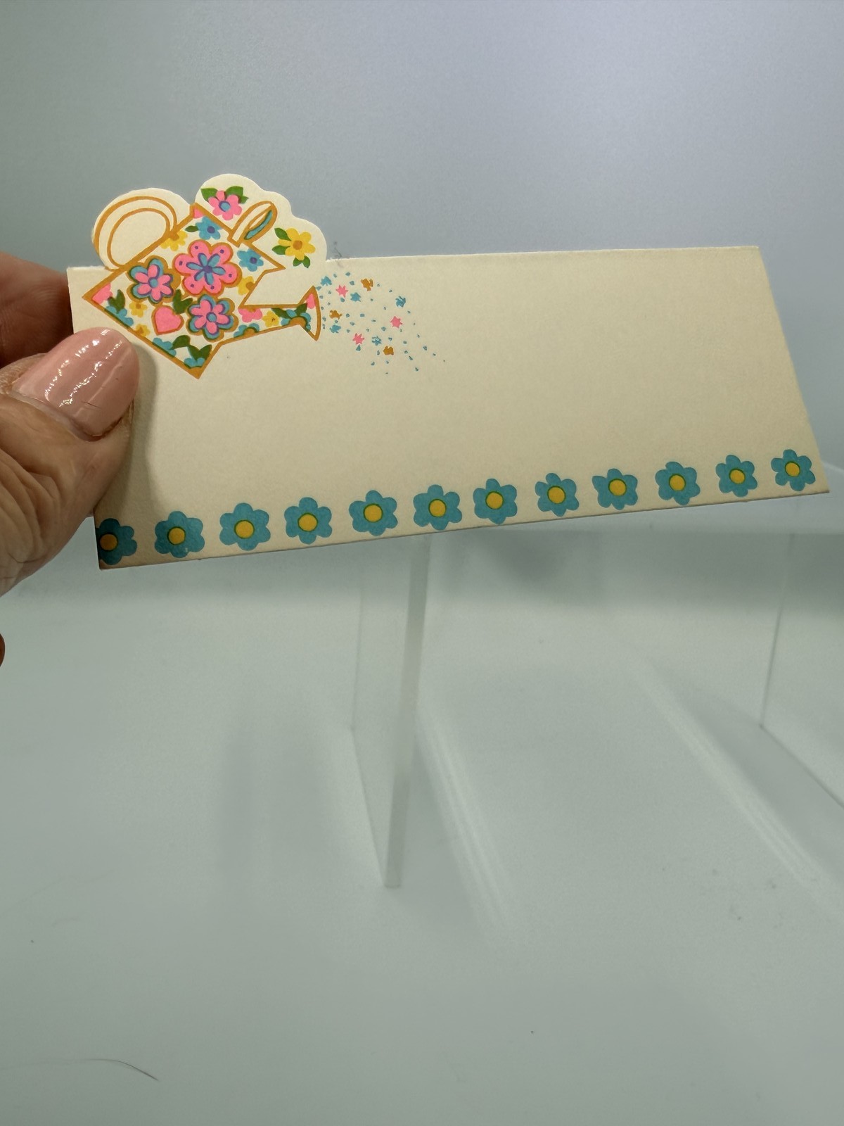 Vintage Hallmark Shower Place Cards Watering Can Floral Design 8 Count