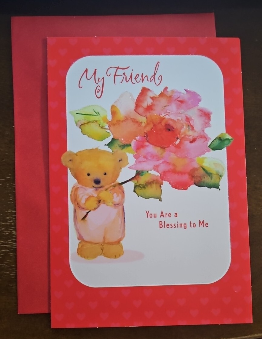 Hallmark Mary Hamilton teddy bear friendship themed Valentine’s Day card, unused