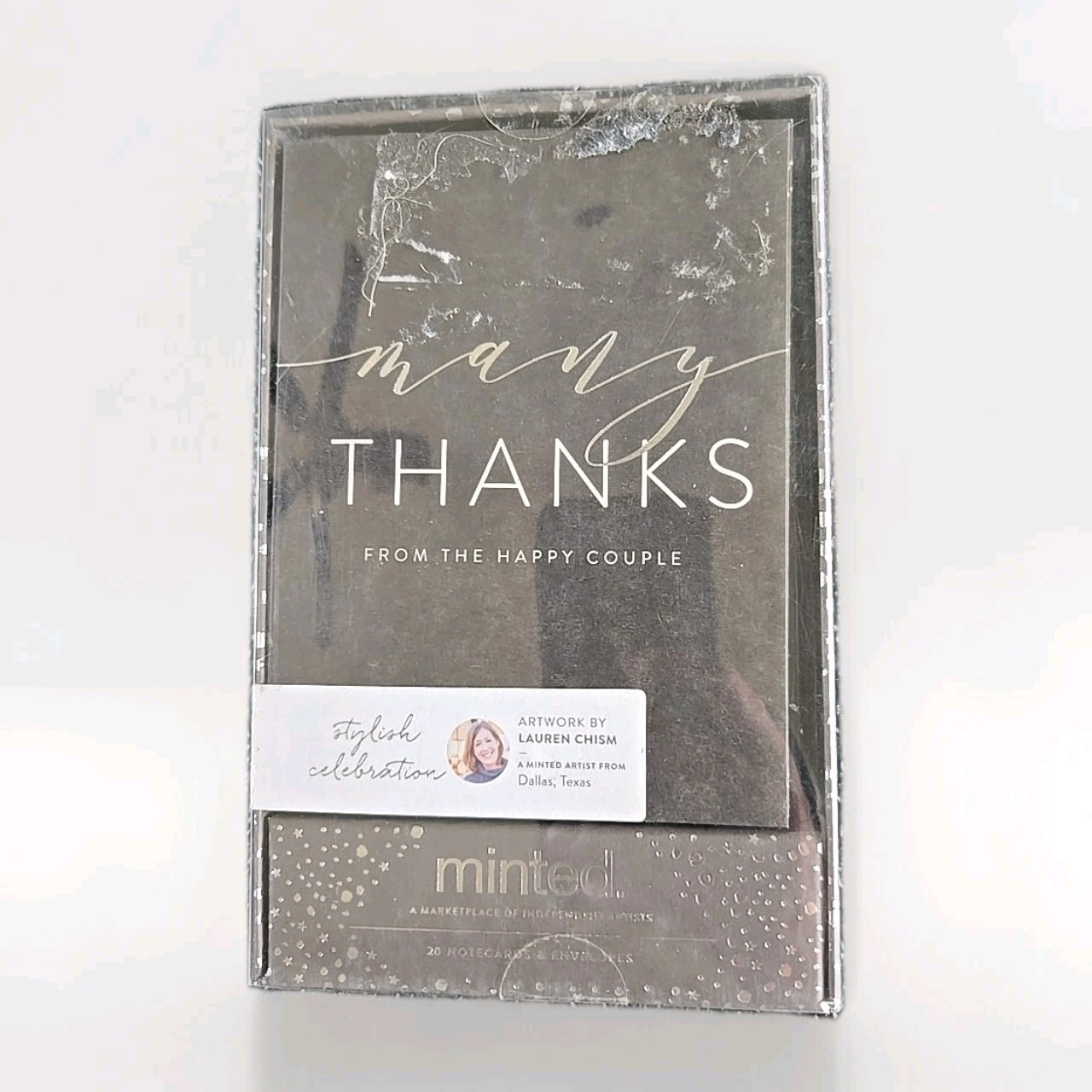 20ct Minted Black and Silver Wedding Thank You Cards With Envelopes