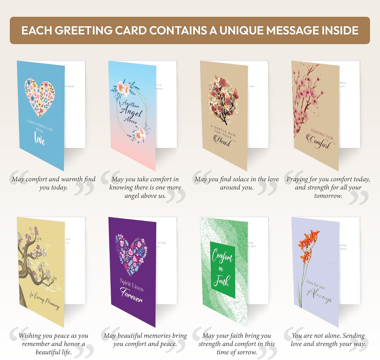 Box of Sympathy Cards with Envelopes, 24 Pack Condolence Card for Bereavement, L