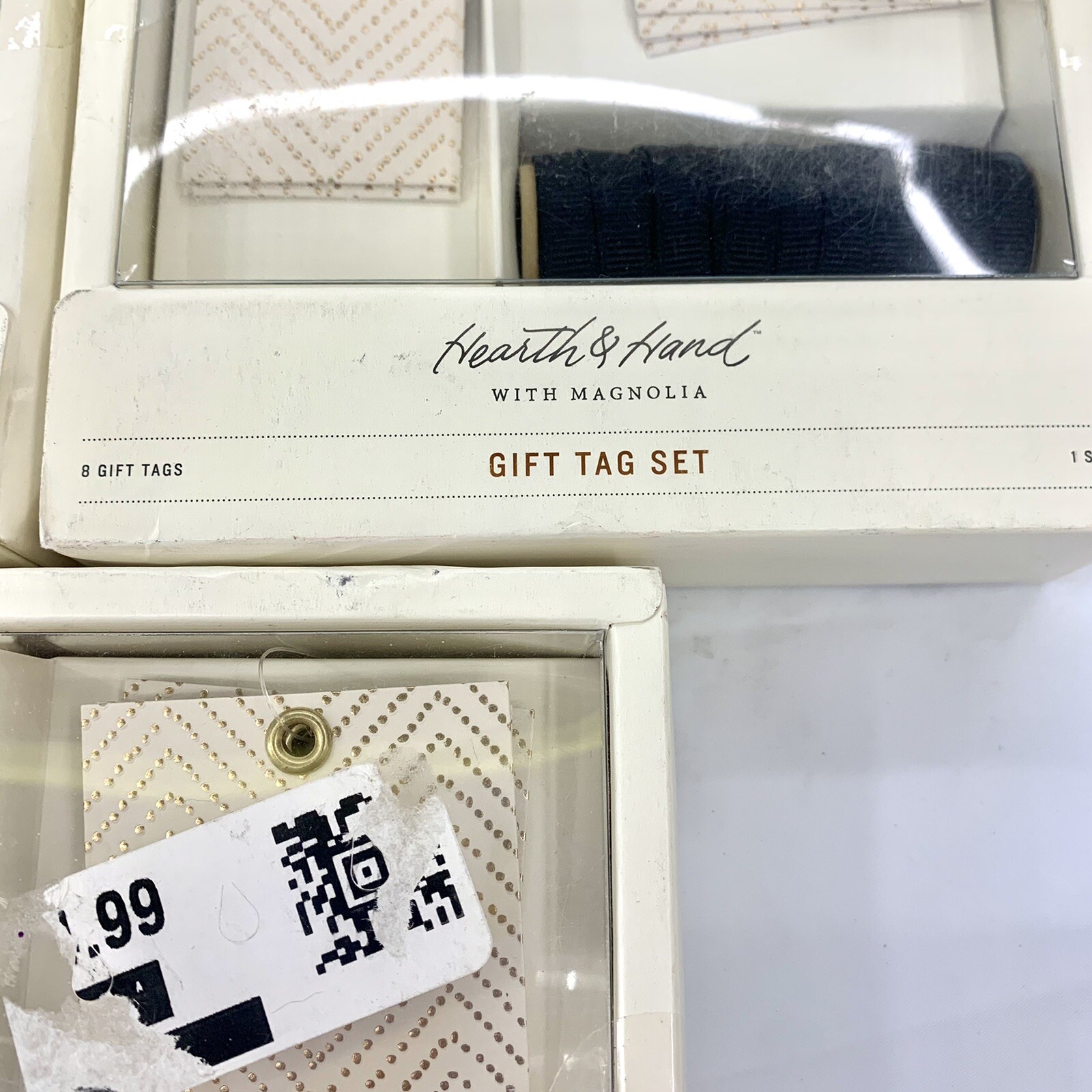 Hearth & Hand Magnolia Gift Card Tags 3 Sets, 8ct Each Gold Chevron Black Ribbon