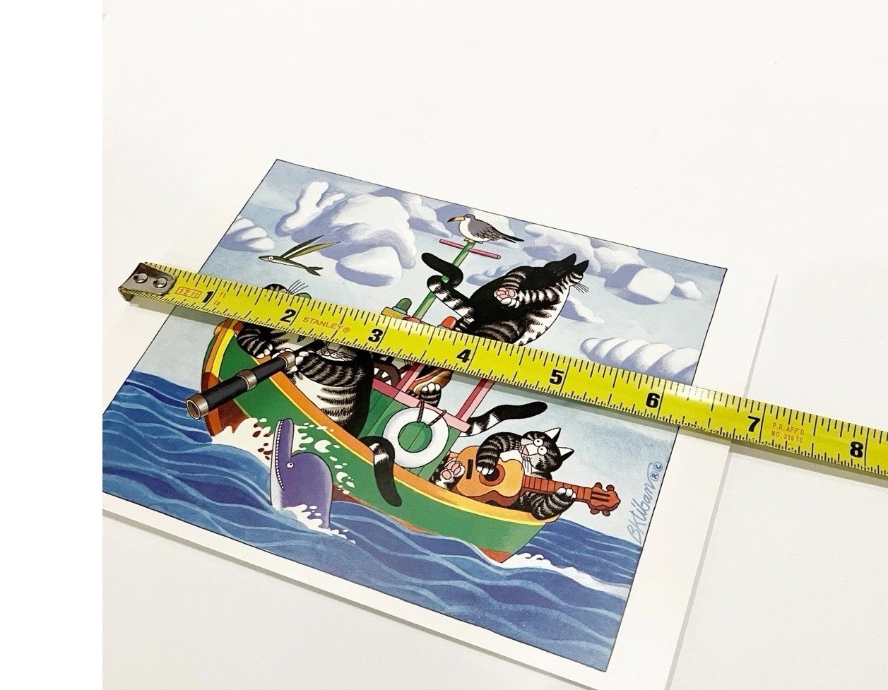 B Kliban Cat Colorful Cats At Sea Blank Notecard 6.75 x 4.75 W/envelope