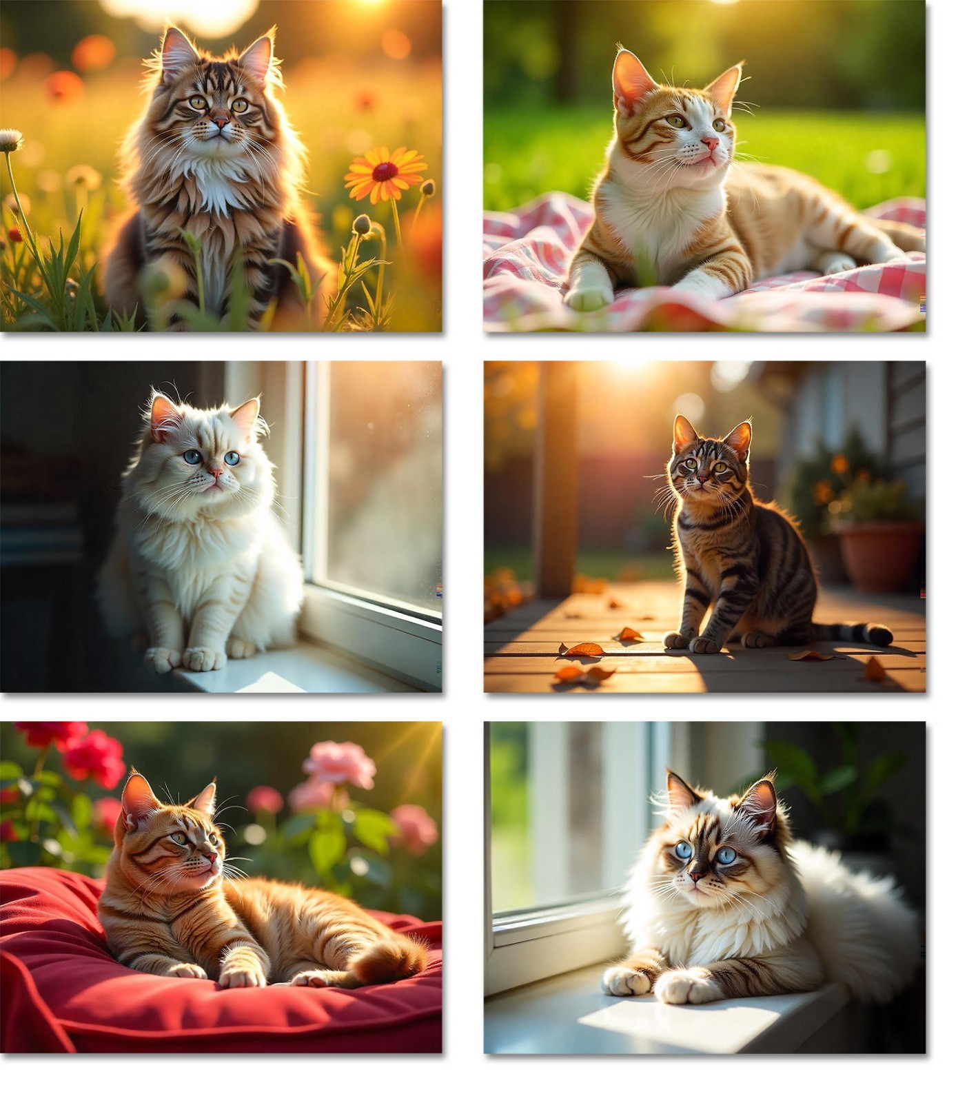 Sunlit Cat Greeting Cards-Blank Inside-5.5″x4.25″-12 or 24 Packs