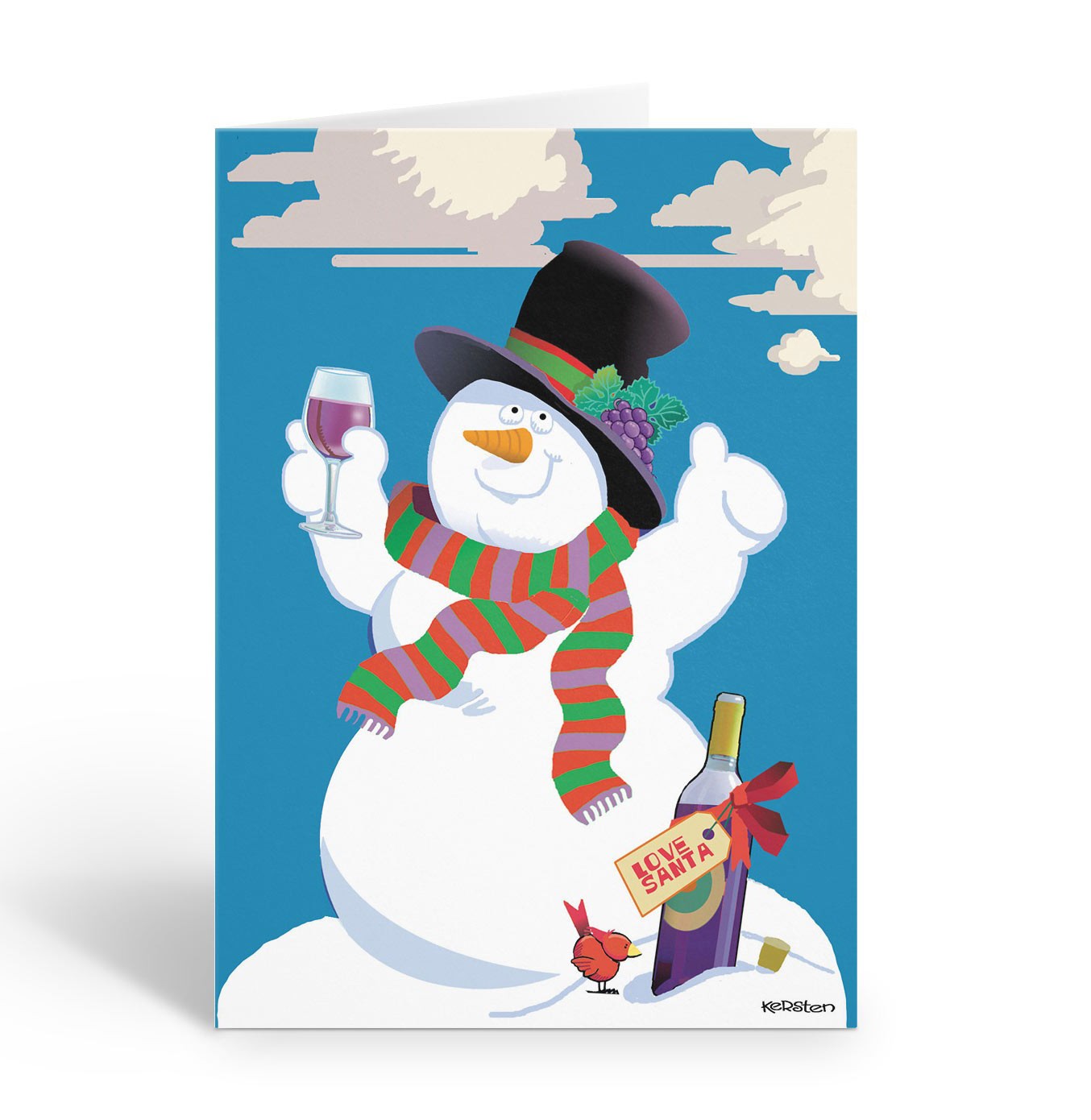 Snowman Wine Tasting Holiday Cards, 12 Cards w/Envelopes – Size 6.25″ x 4.5″