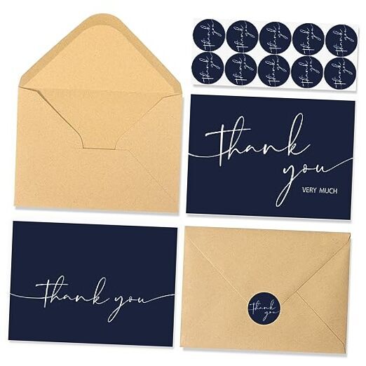 24 PCS Thank You Cards With Envelopes,Thank You Card,4×6 Inch 24 sheets Blue