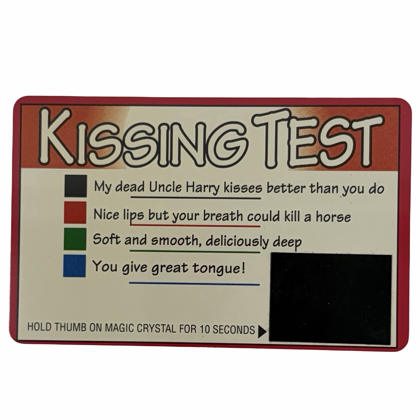 Wallet Pocket Card Funny Novelty Spencer’s Gifts Y2K Vintage Kissing Test