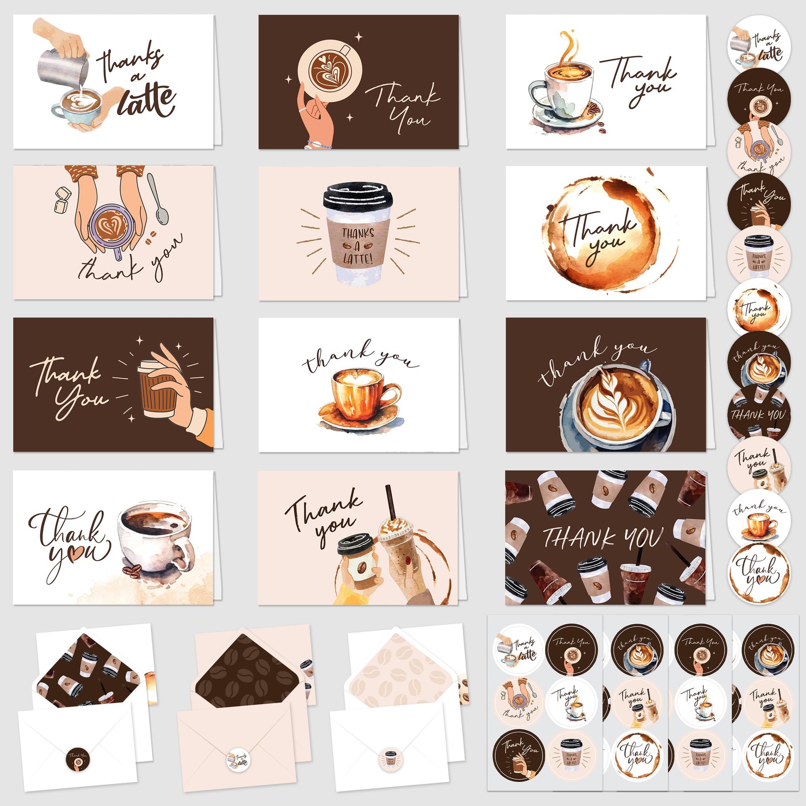 Decorably 24 Pack 6x4in Coffee Thank You Cards with 6×4 inches,