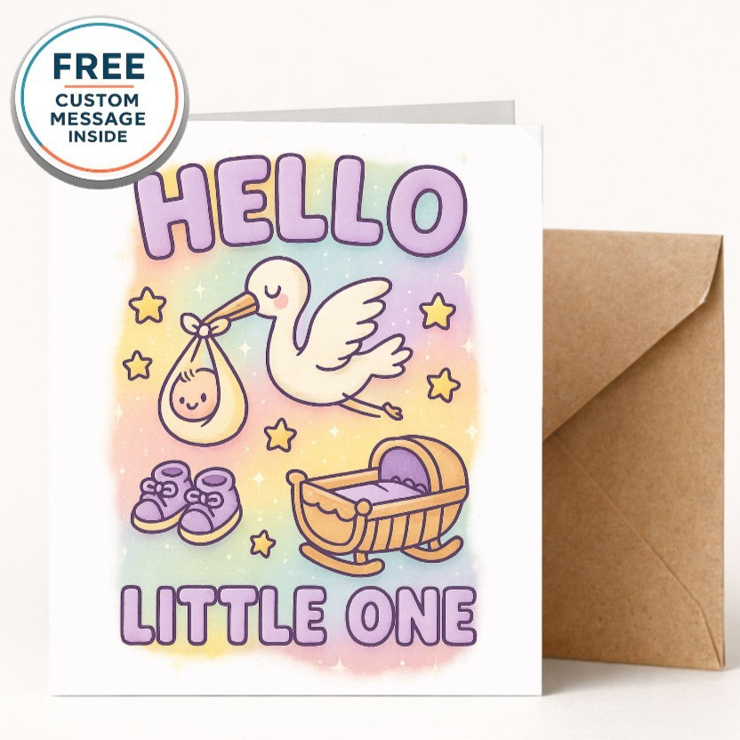 New Baby Congratulations Card with Envelope Customized Newborn Boy Girl Greeting