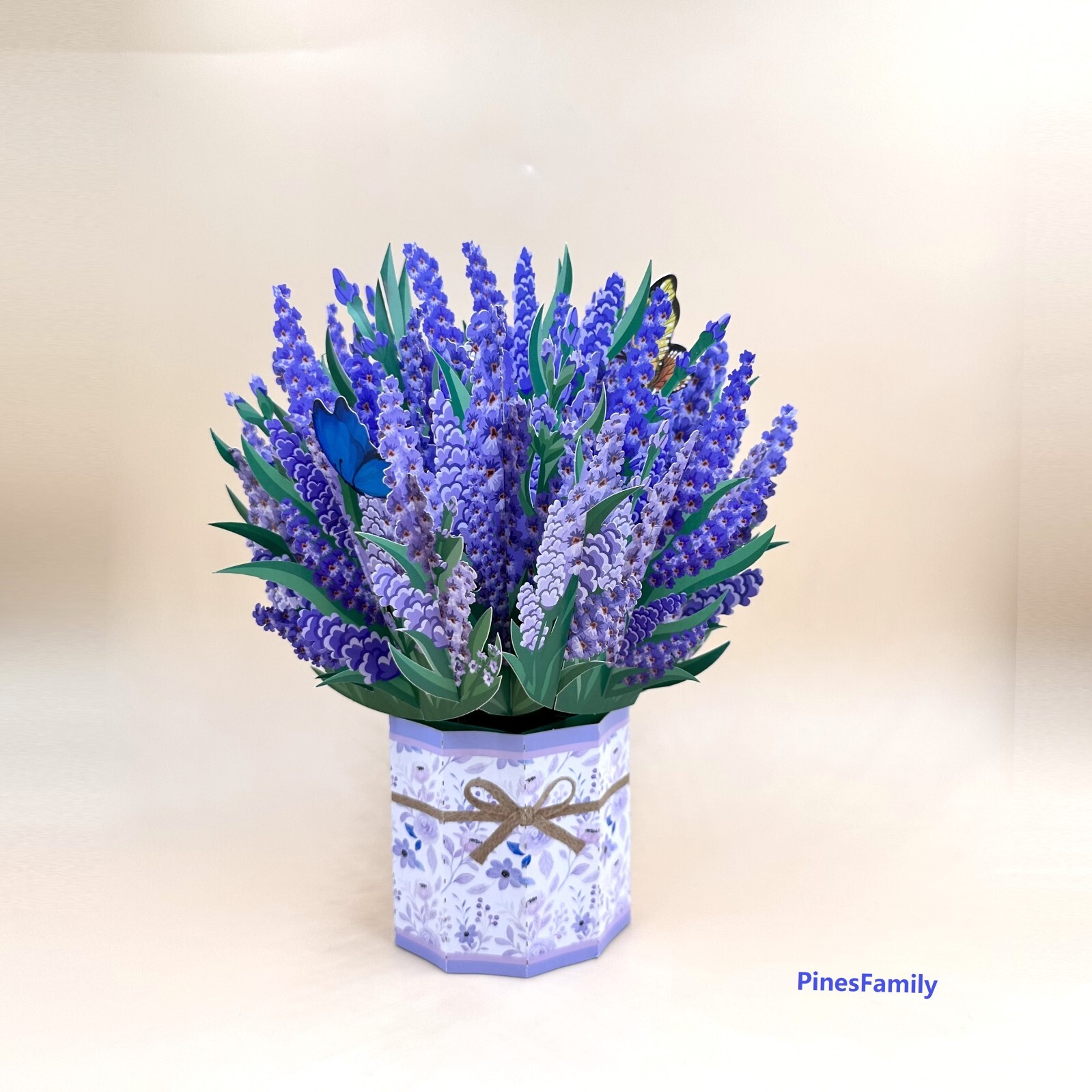 G01-Pop Up Flower Bouquet Paper Craft Greeting Cards | Lavender | Mother, Birthd