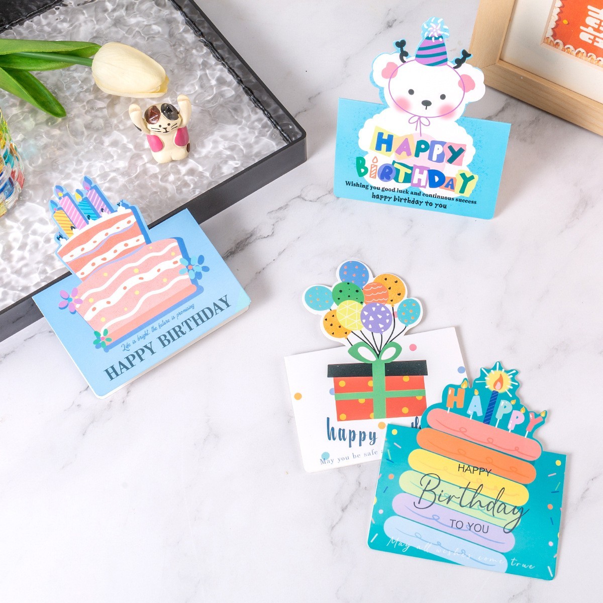 10 Pack Foldable Happy Birthday Cards Blank Inside Elegant Designs Greeting Card