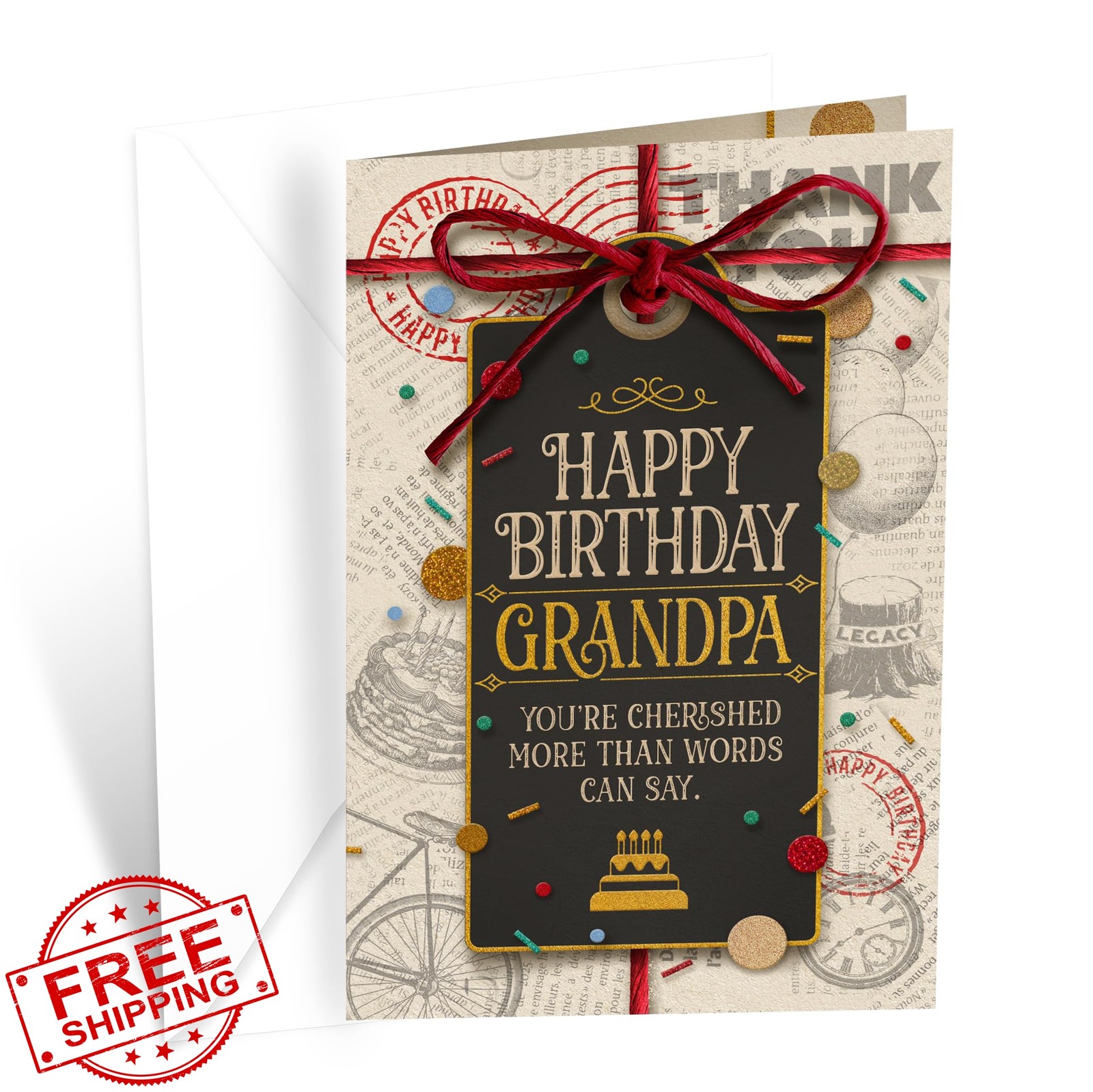Prime Greetings Grandpa Birthday Card 5in x 7.75in