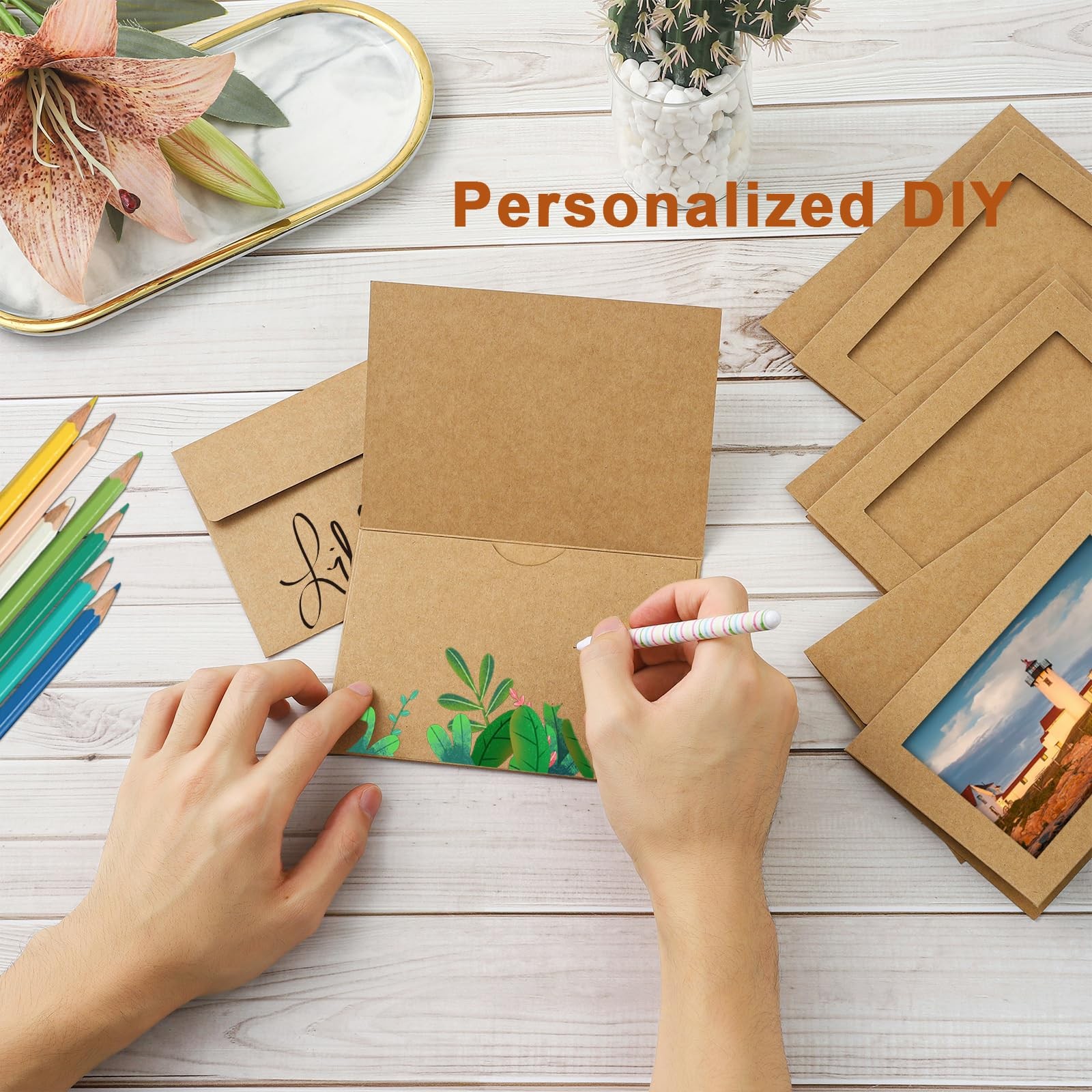 60 Packs Brown Photo Frame Cards and Envelopes for 4 x 6 Picture, Picture Fra…