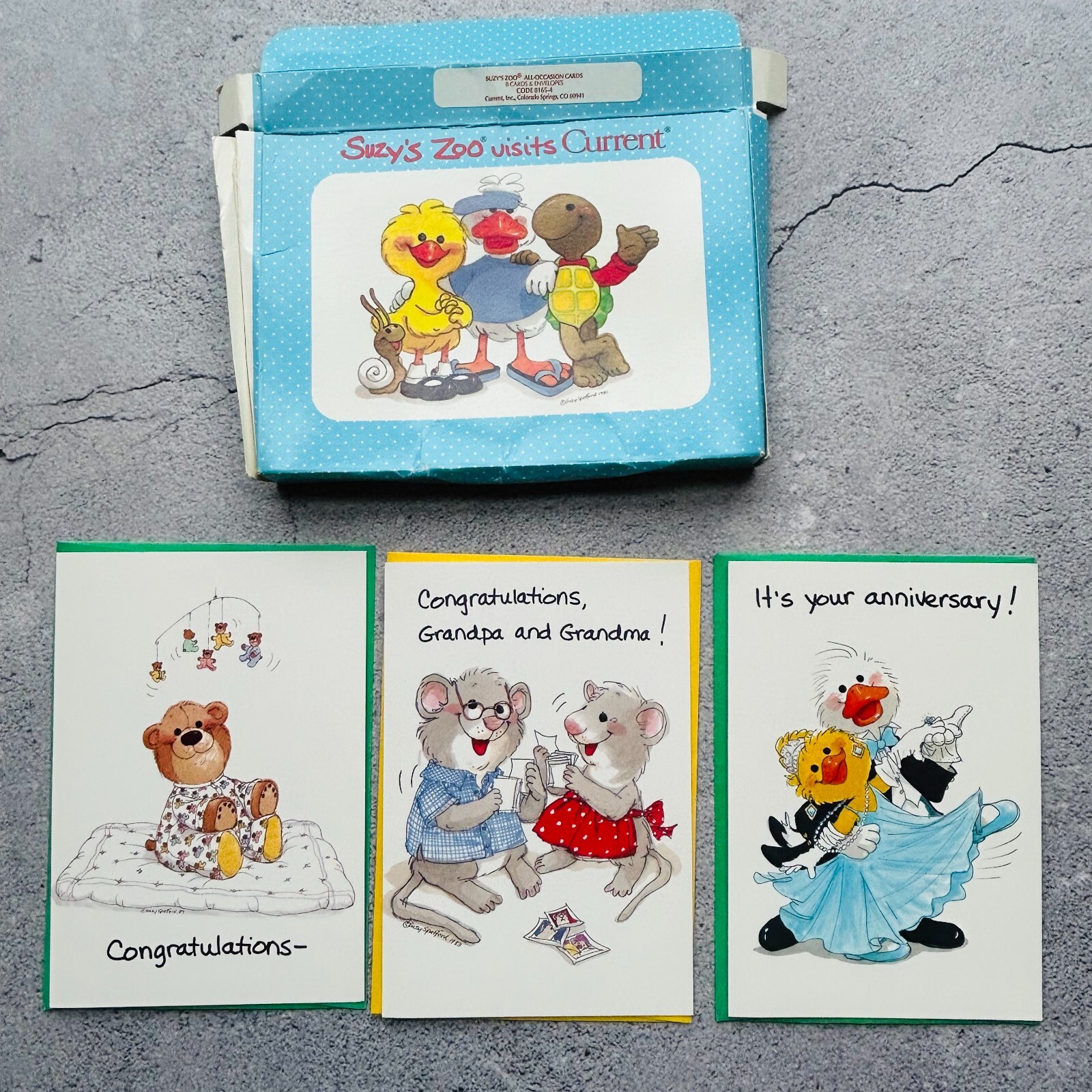 Suzy’s Zoo Visits Vintage Current Greeting Card Lot of 3