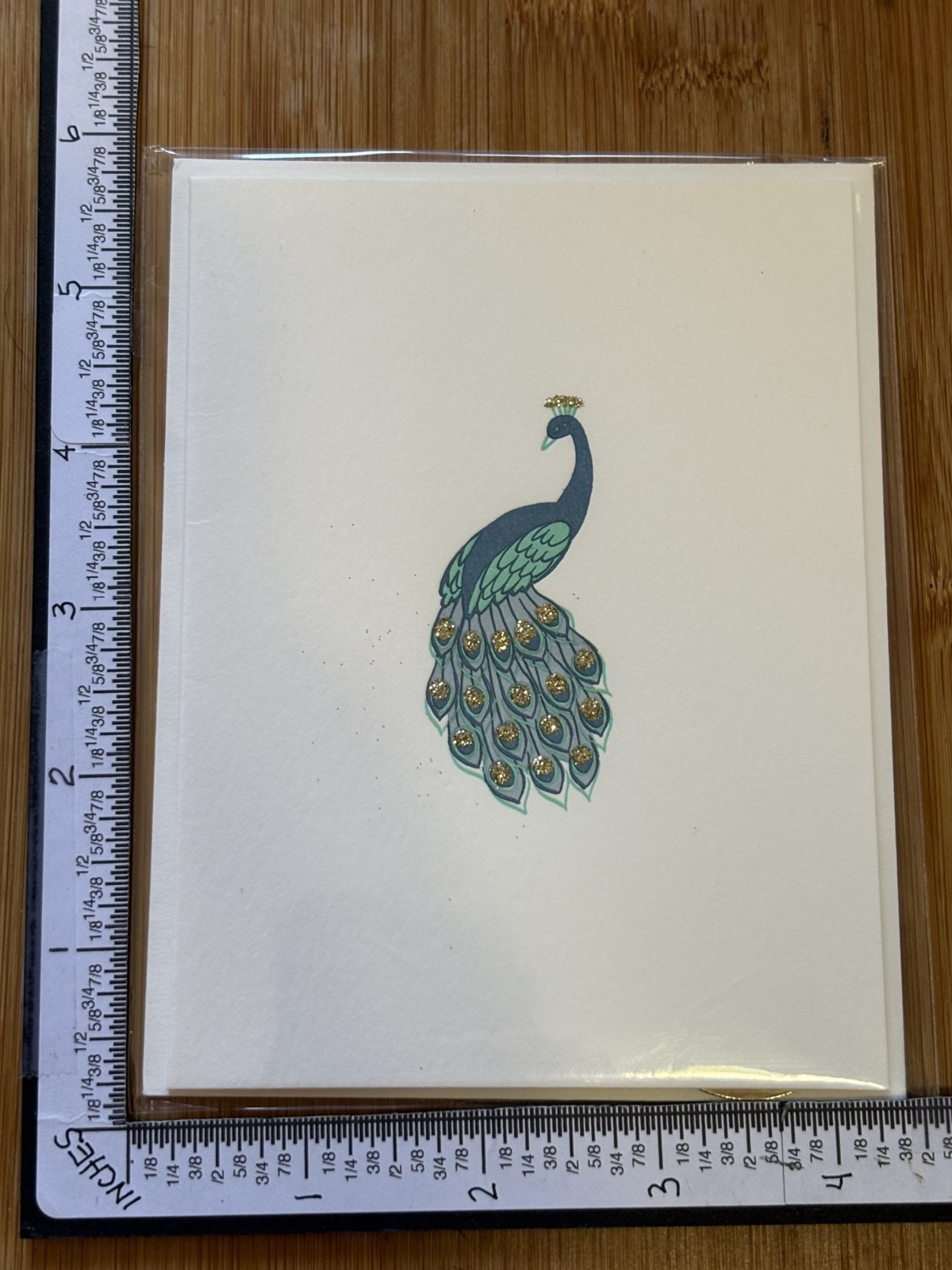 Papyrus Greeting Card New Envelope Note BLANK All Occasion Formal Peacock Small
