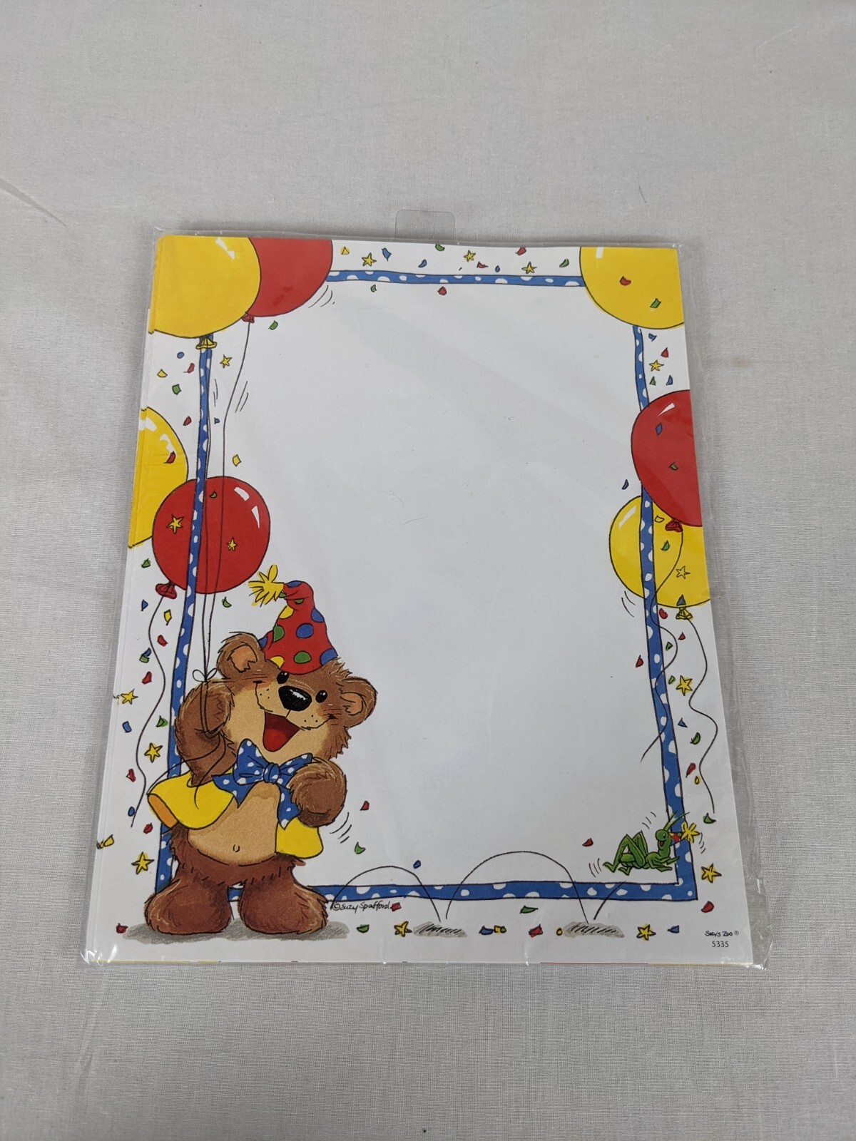 Suzy’s Zoo Stationary Set Envelopes Birthday Bear Balloons # 5335 Acid Free NEW
