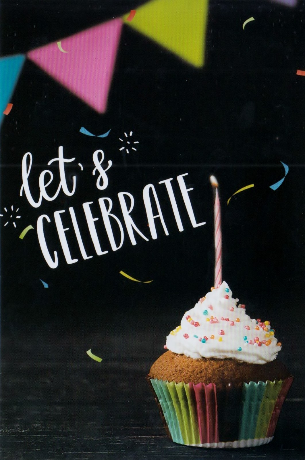 Birthday White Cupcake Let’s Celebrate 1 Card 1 Envelope Greeting Card