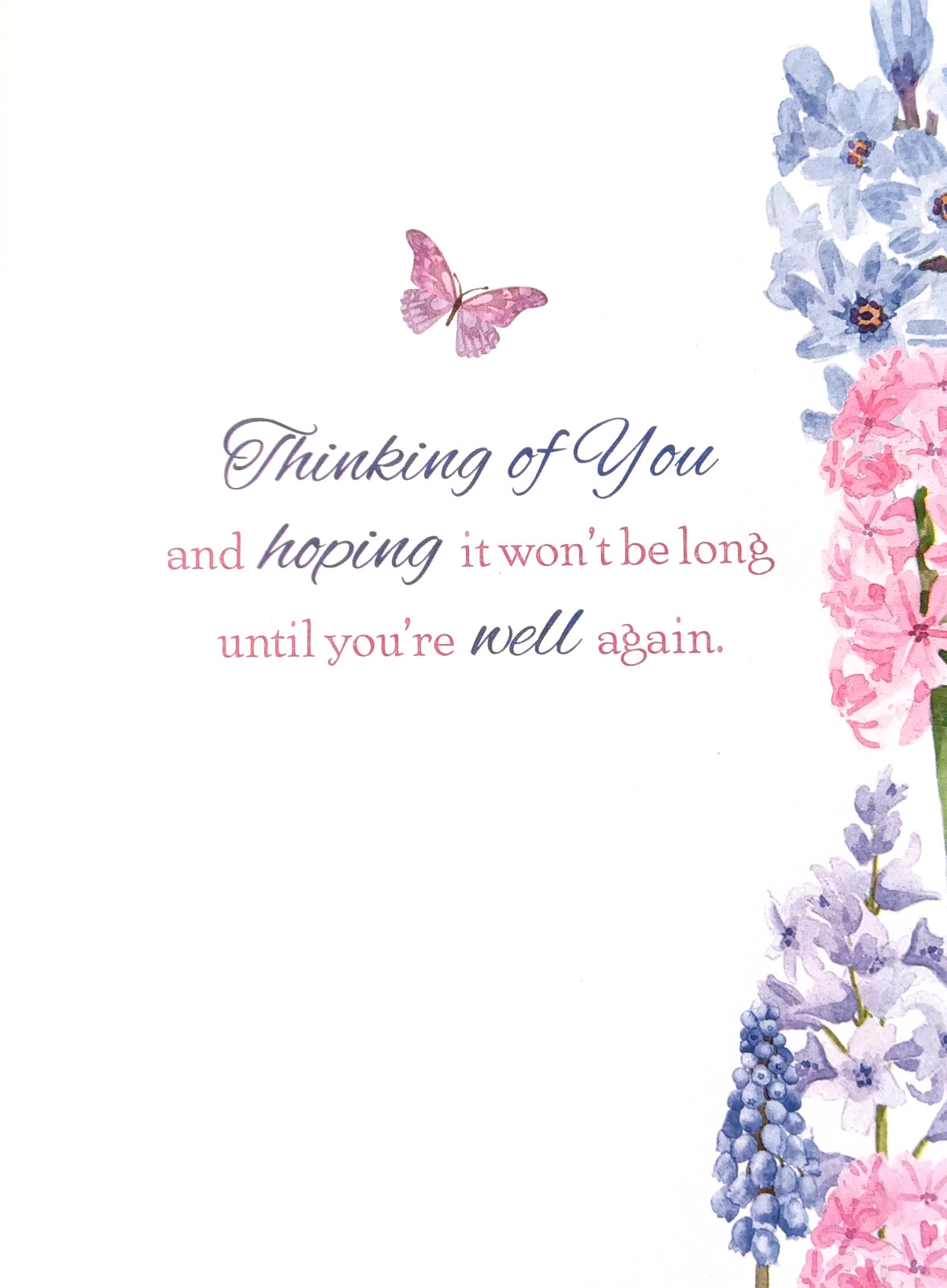Art Greeting Get Well Thoughts Health Take Care Flower Butterflies Be Well