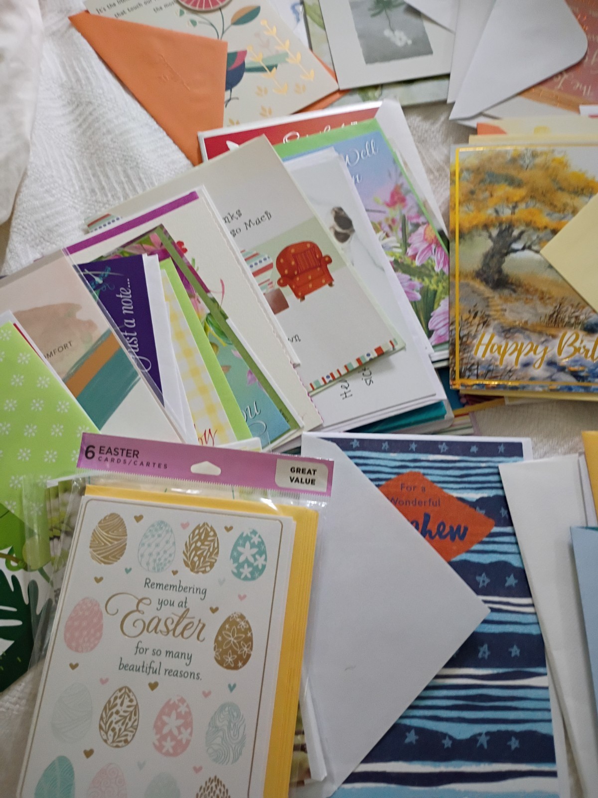 Greeting Cards/Notes Cards NEW w/Envelopes HUGE LOT Good Variety+ Box Organizer
