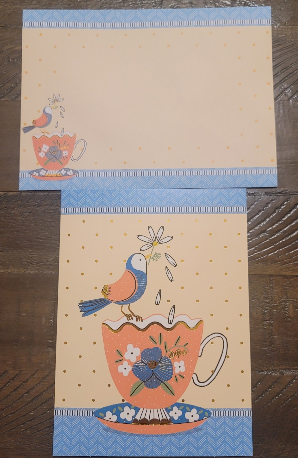 Unknown Brand Blank Card Bird With Tea Cup With Envelope