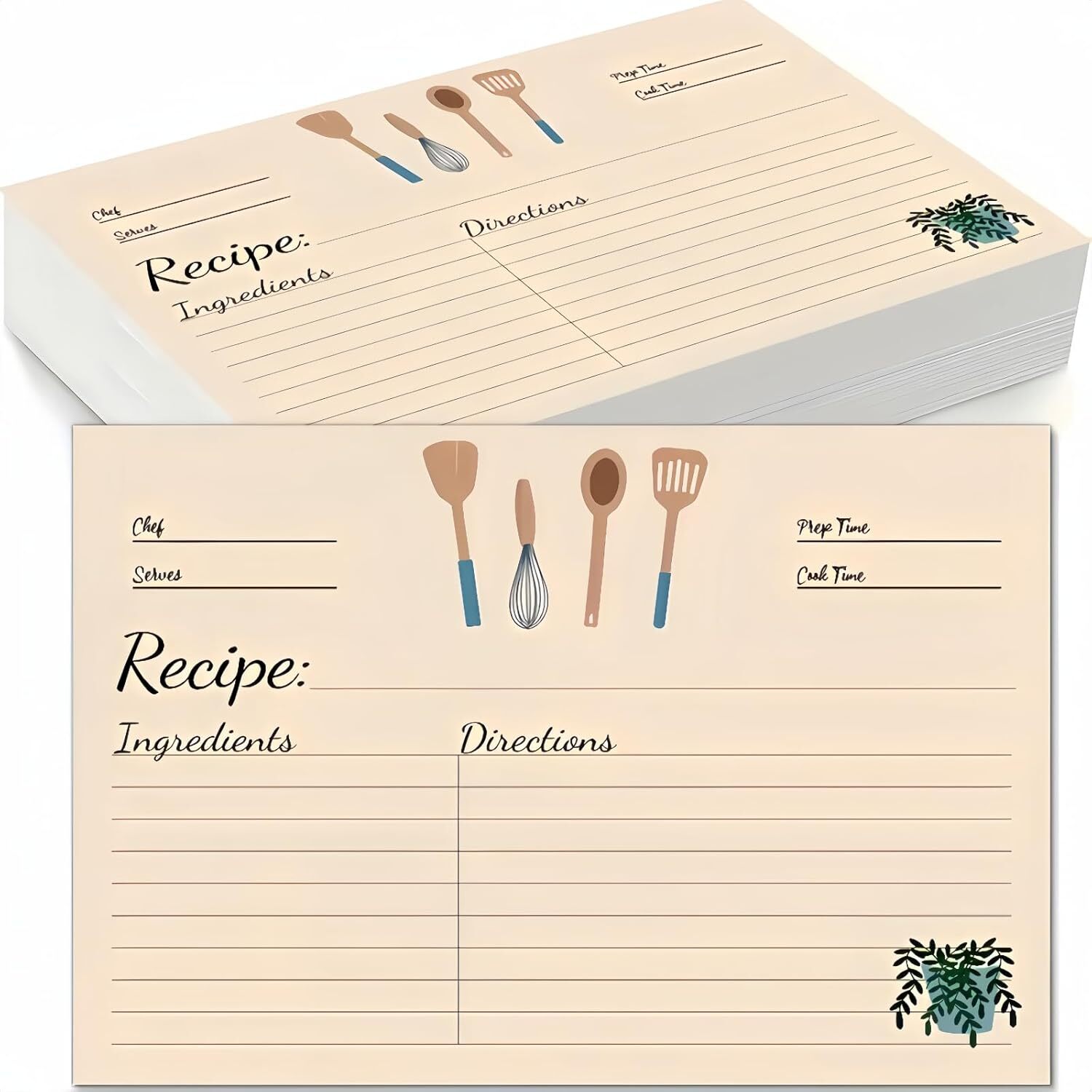 Recipe Cards,50 Count Recipe Cards 4X6,Double Sided Thick Cardstock,Blank Recipe