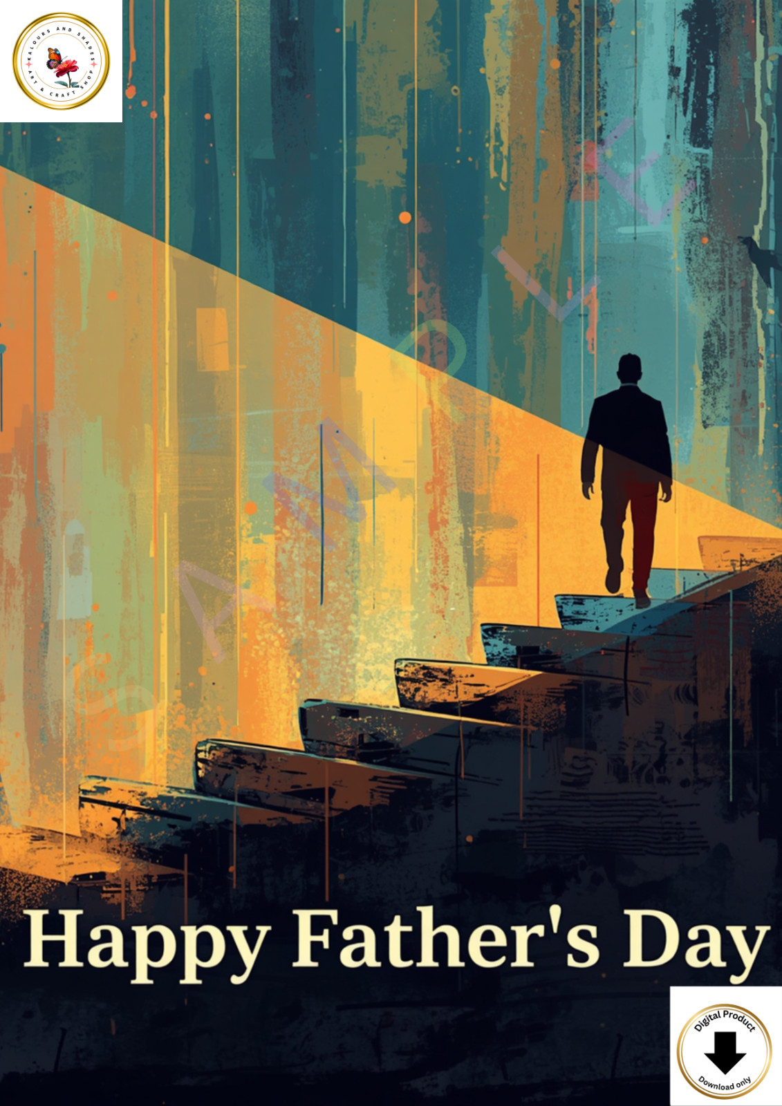 Digital Father’s day Greeting Card With Birds Printable