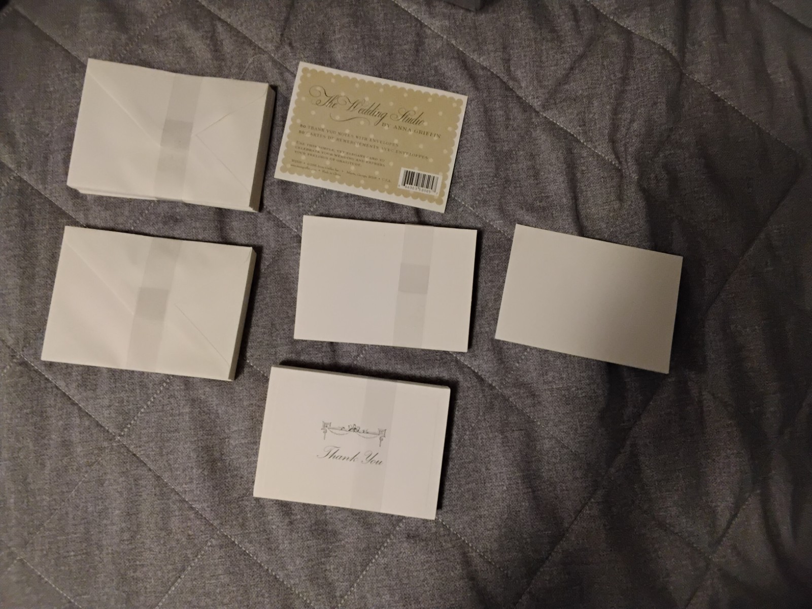 NIB New ANNA GRIFFIN The Wedding Studio 50 Thank You Fold Note Cards Envelopes