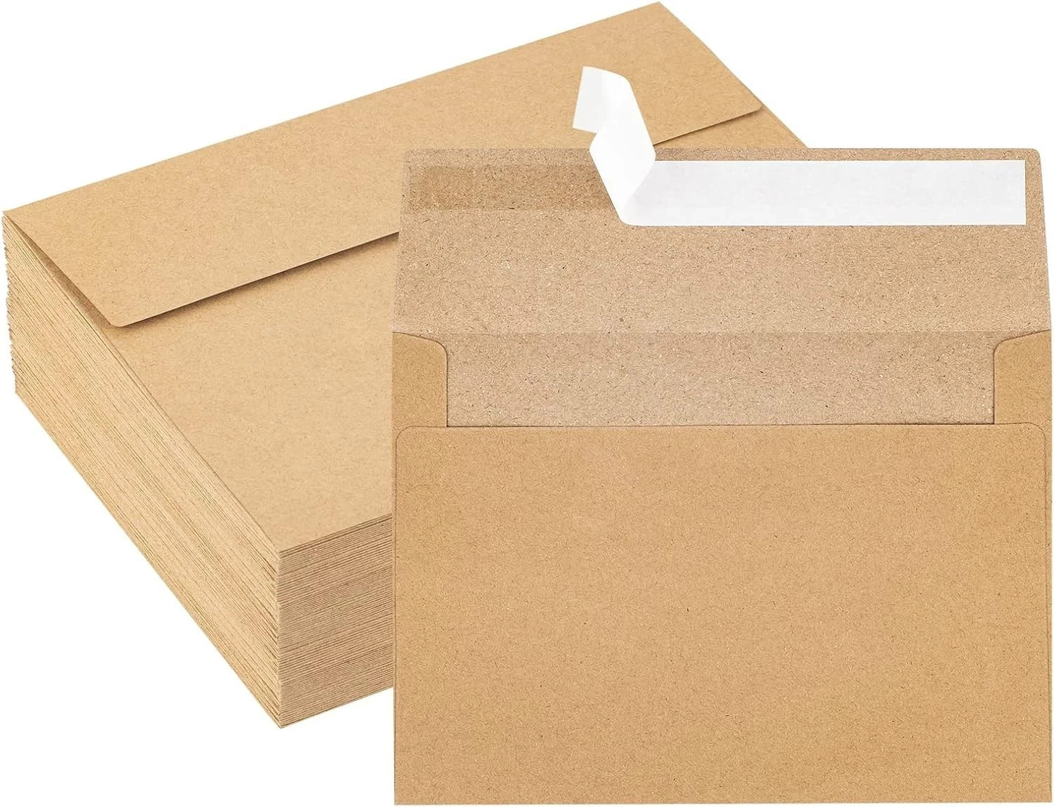 Kraft Paper Envelopes, 100 Pack, 5 x 7 Inch, Brown A7 Envelopes, Self-Seal