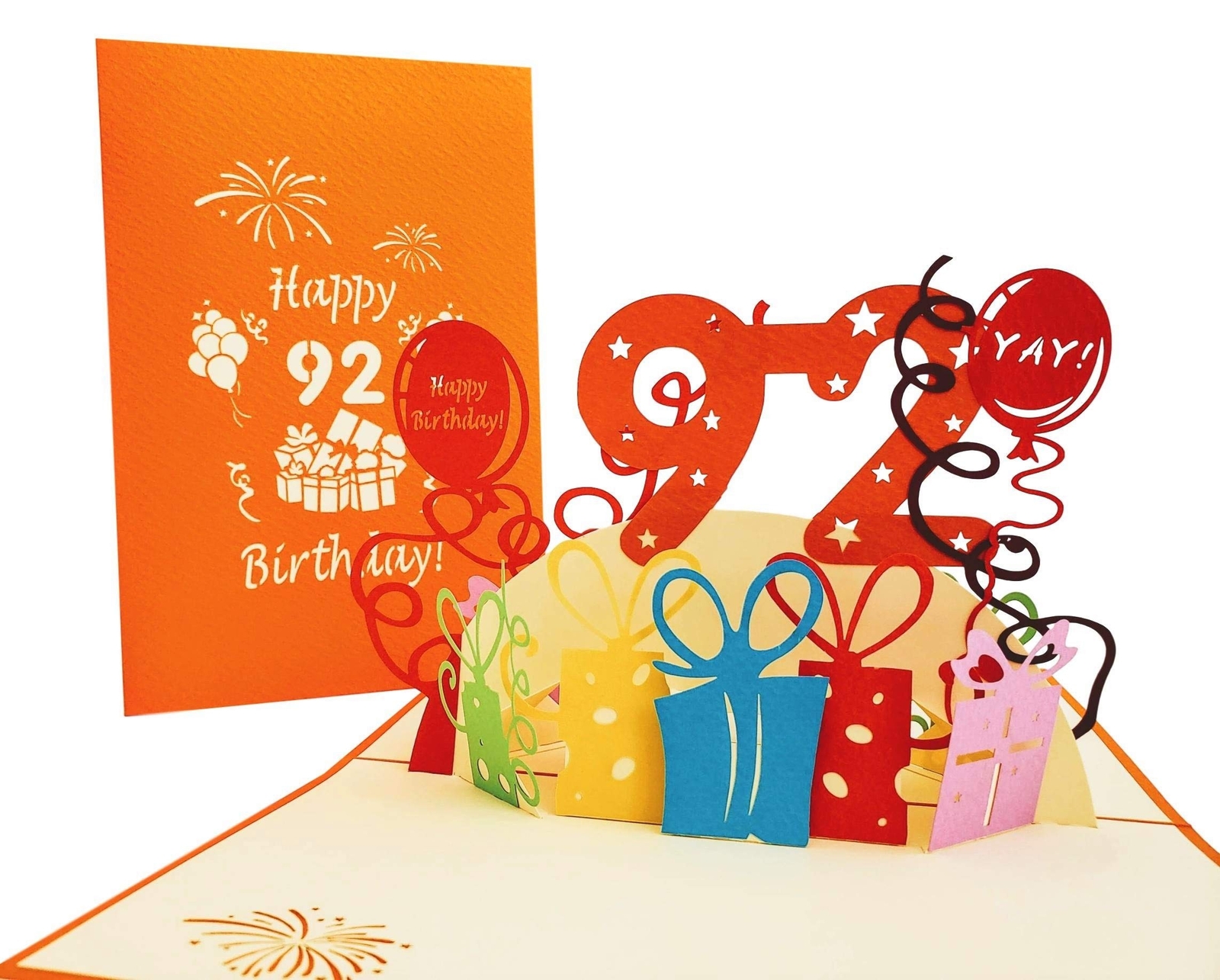 Happy 92nd Birthday with Presents 3D Pop Up Greeting Card – Ninety-two, Aweso…