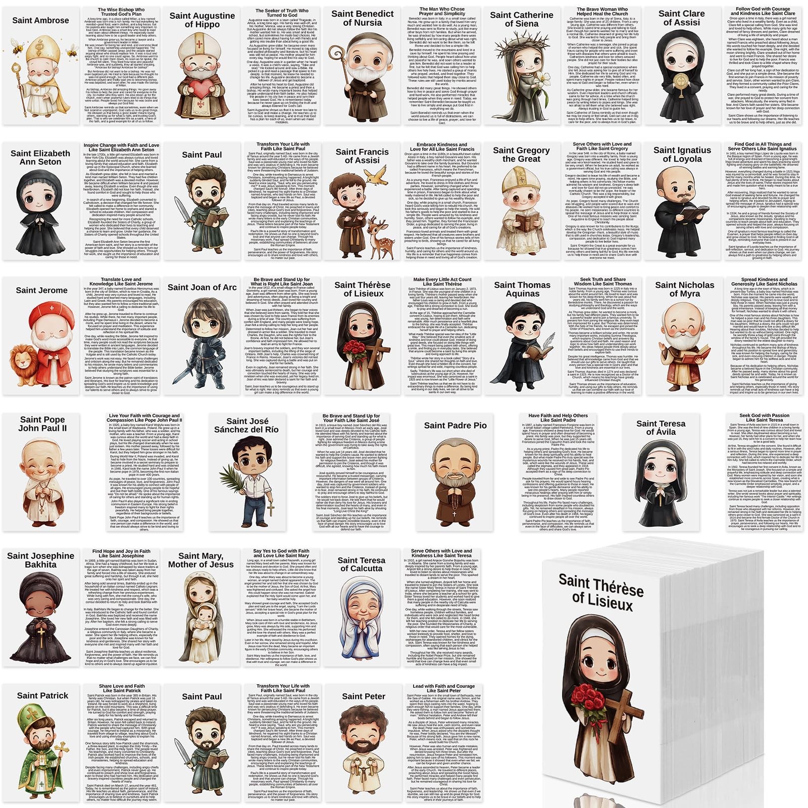 Catholic Prayer Cards 120 Pcs Saint Stories Bookmark Religious Education Activit