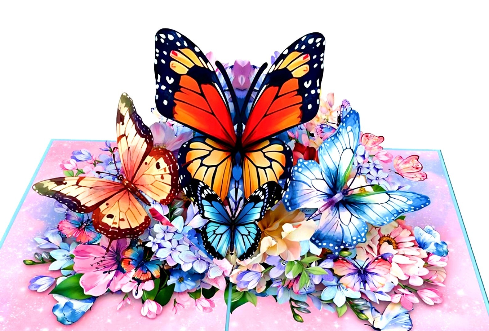 3D Pop Up Greeting Card Butterflies Flower Birthday Mother Mom Love Anniversary