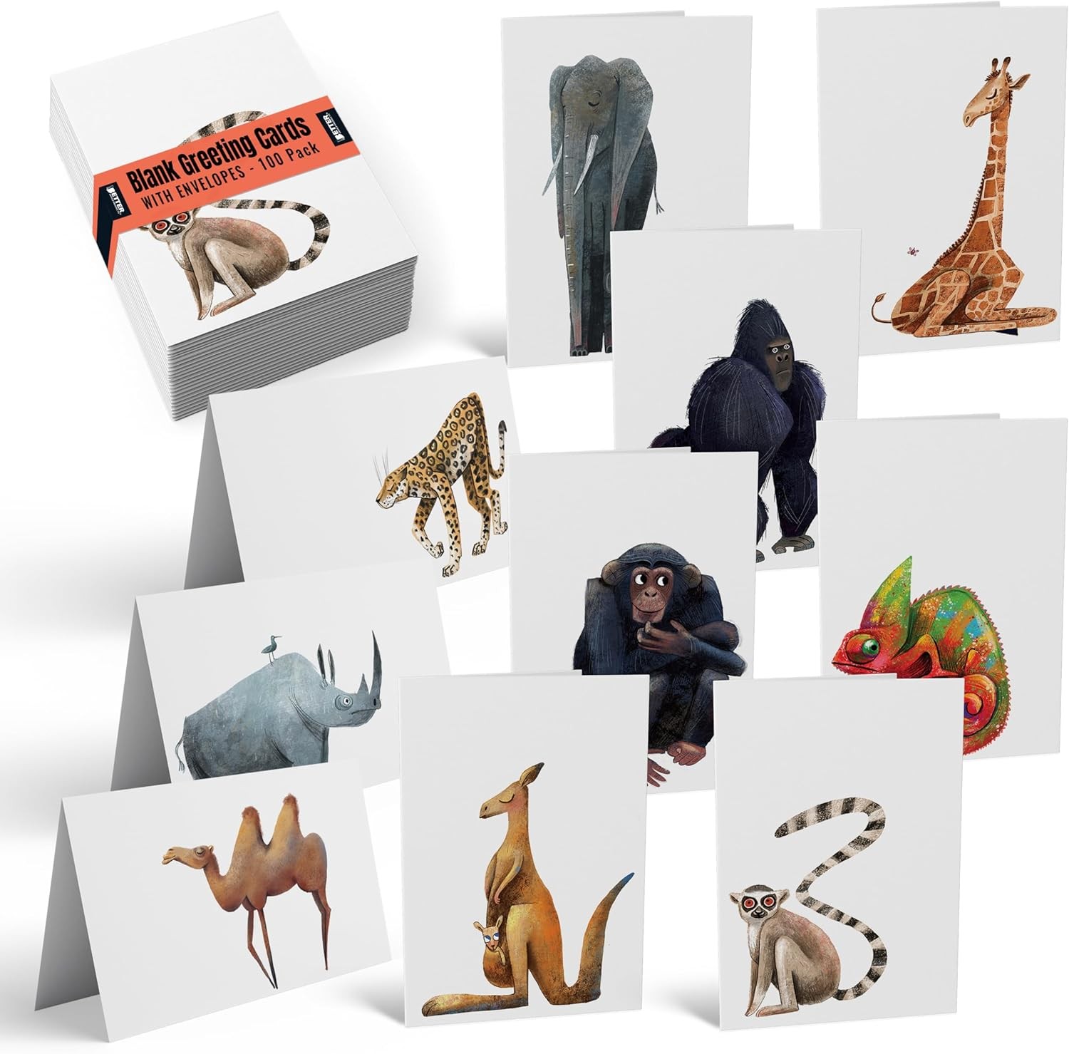 Better Office Products 100-Pack All Occasion Greeting Cards, Assorted Blank Note