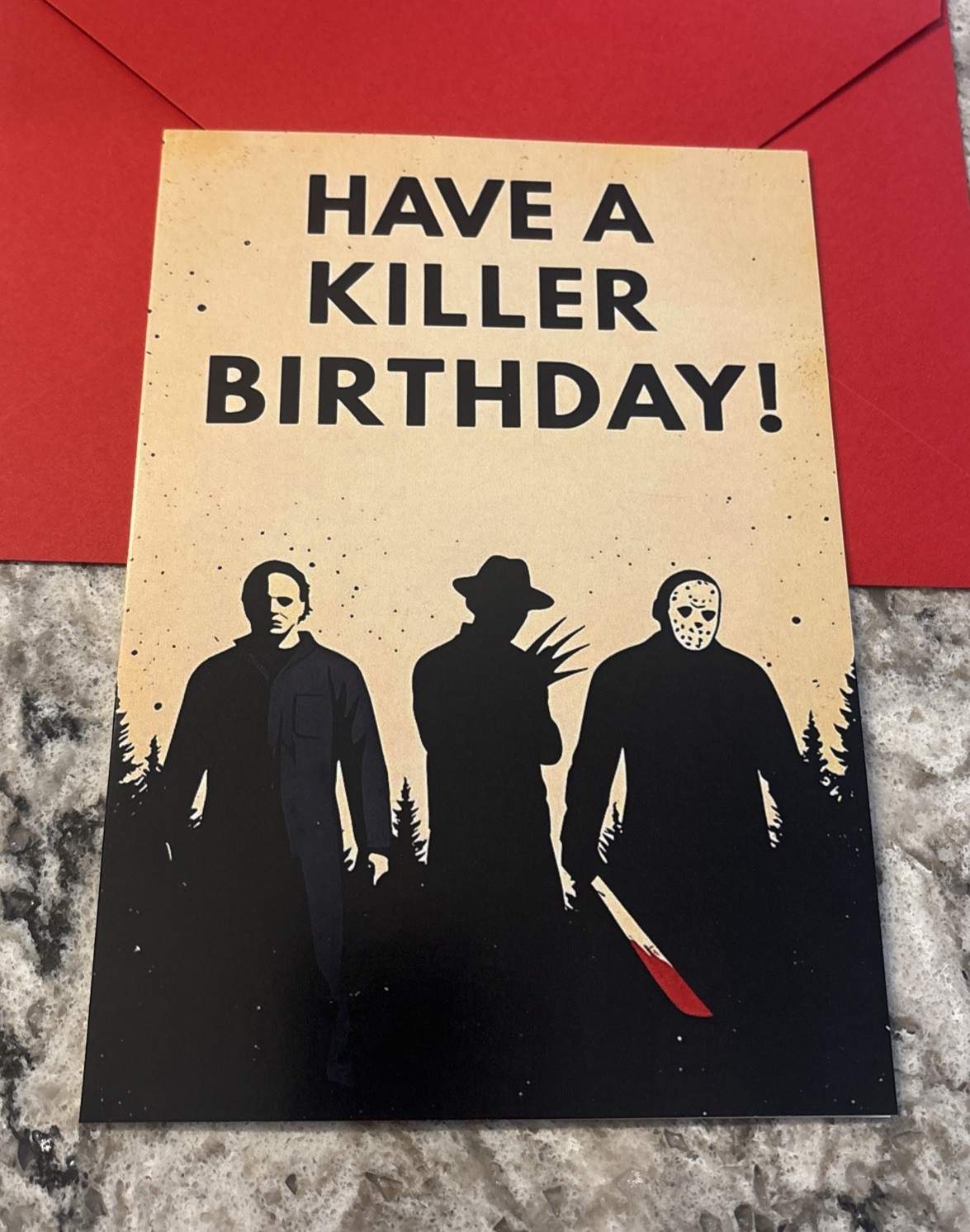 Funny Killer Birthday Michael Myers Jason 4.6”x6.6” Blank Inside Greeting Card