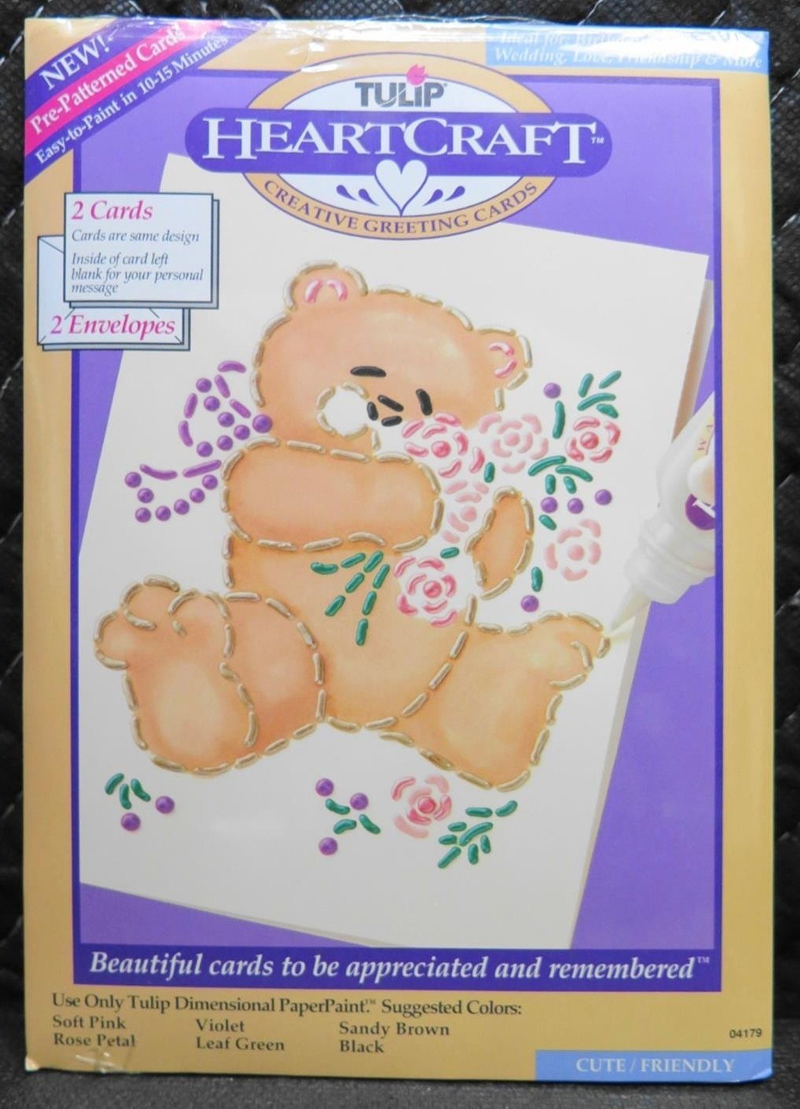 Flowers Teddy Bear – 2x Tulip Heartcraft Creative Greeting Cards w/ Envelopes