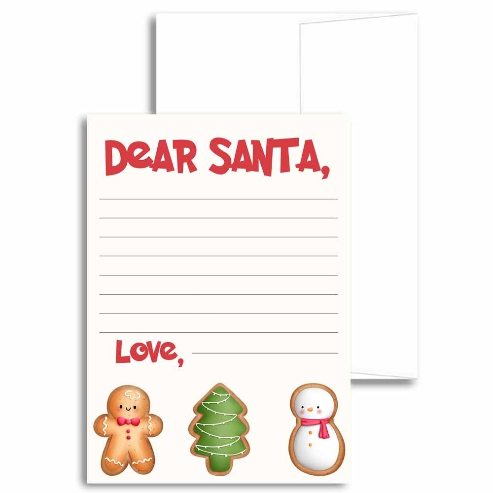 Dear Santa Kids Stationery Children’s Holiday Cookies Note Cards (SETS OF 20)