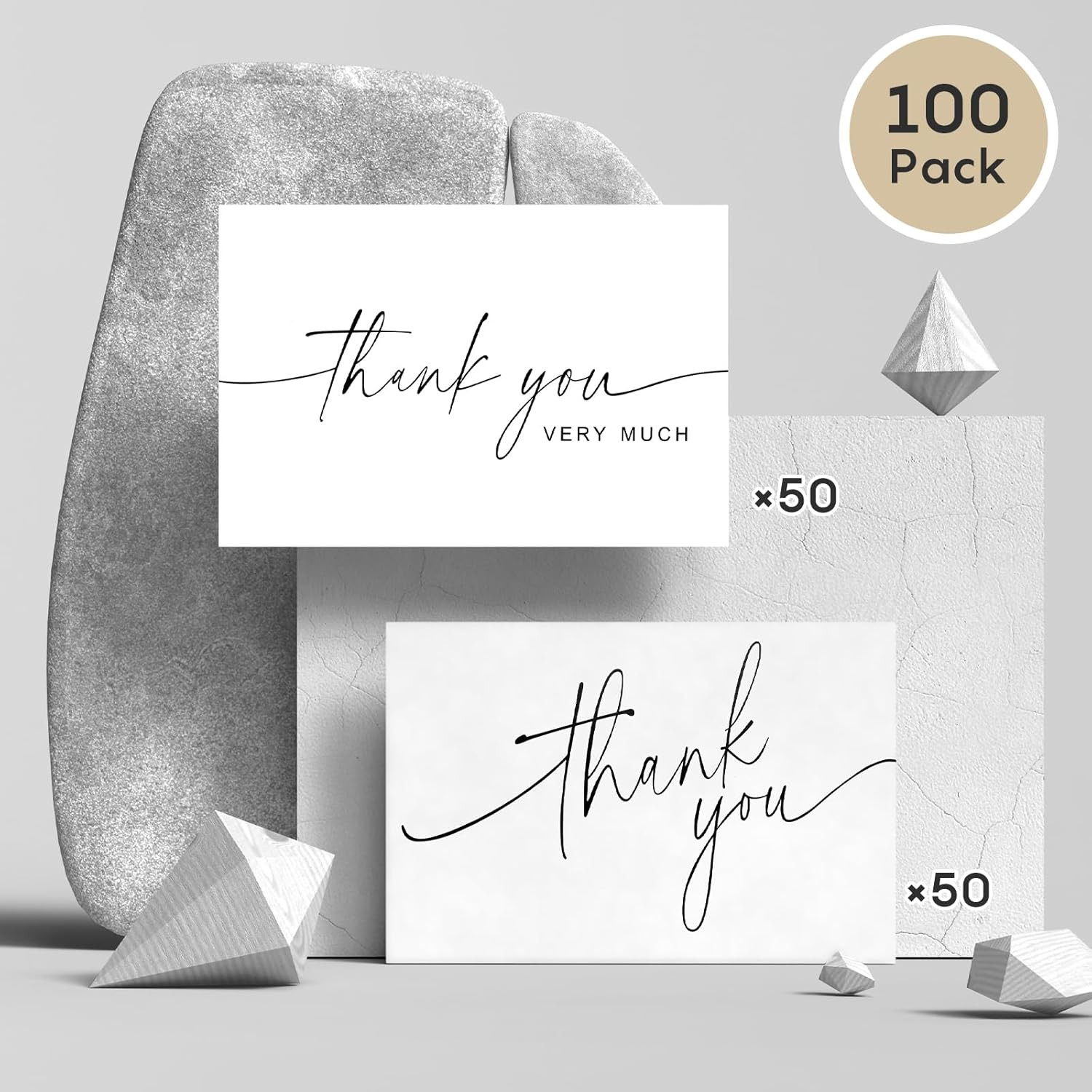 100 PACK Thank You Cards Bulk with Kraft Envelopes and Matching Stickers, 4X6 In
