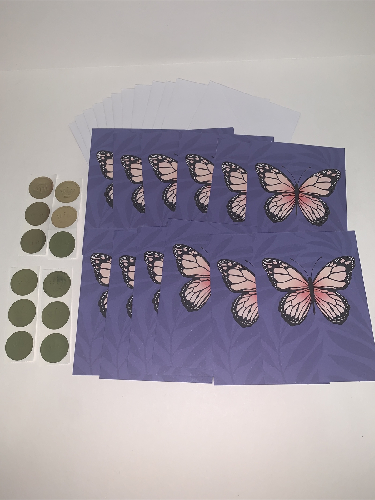(12) Hallmark Blank Note Card: Simple Purple Pink Monarch Butterfly Any Occasion