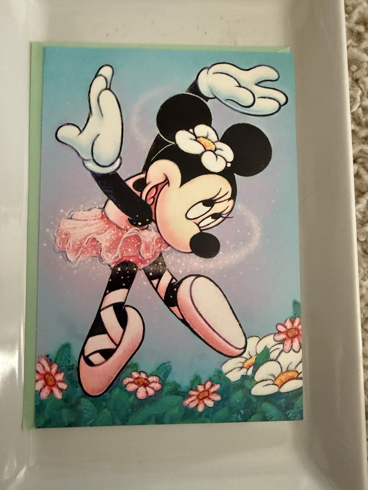 Minnie Mouse Ballerina Happy Birthday Disney Birthday Card Rare Pink Ballet