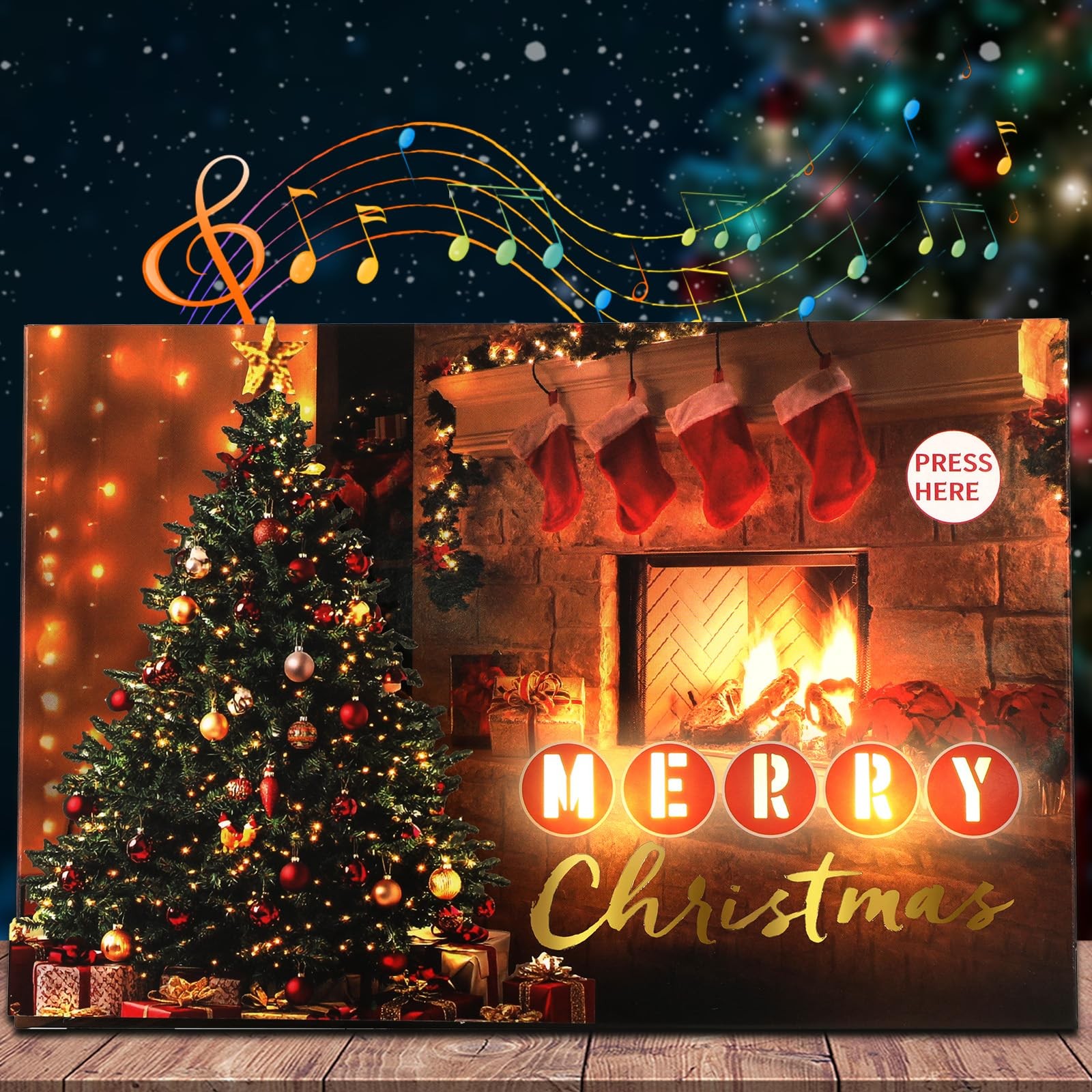 Ecloverlife Christmas Card, Music and Lights 14.5 cm x 20.8 x 0.1 cm, Red