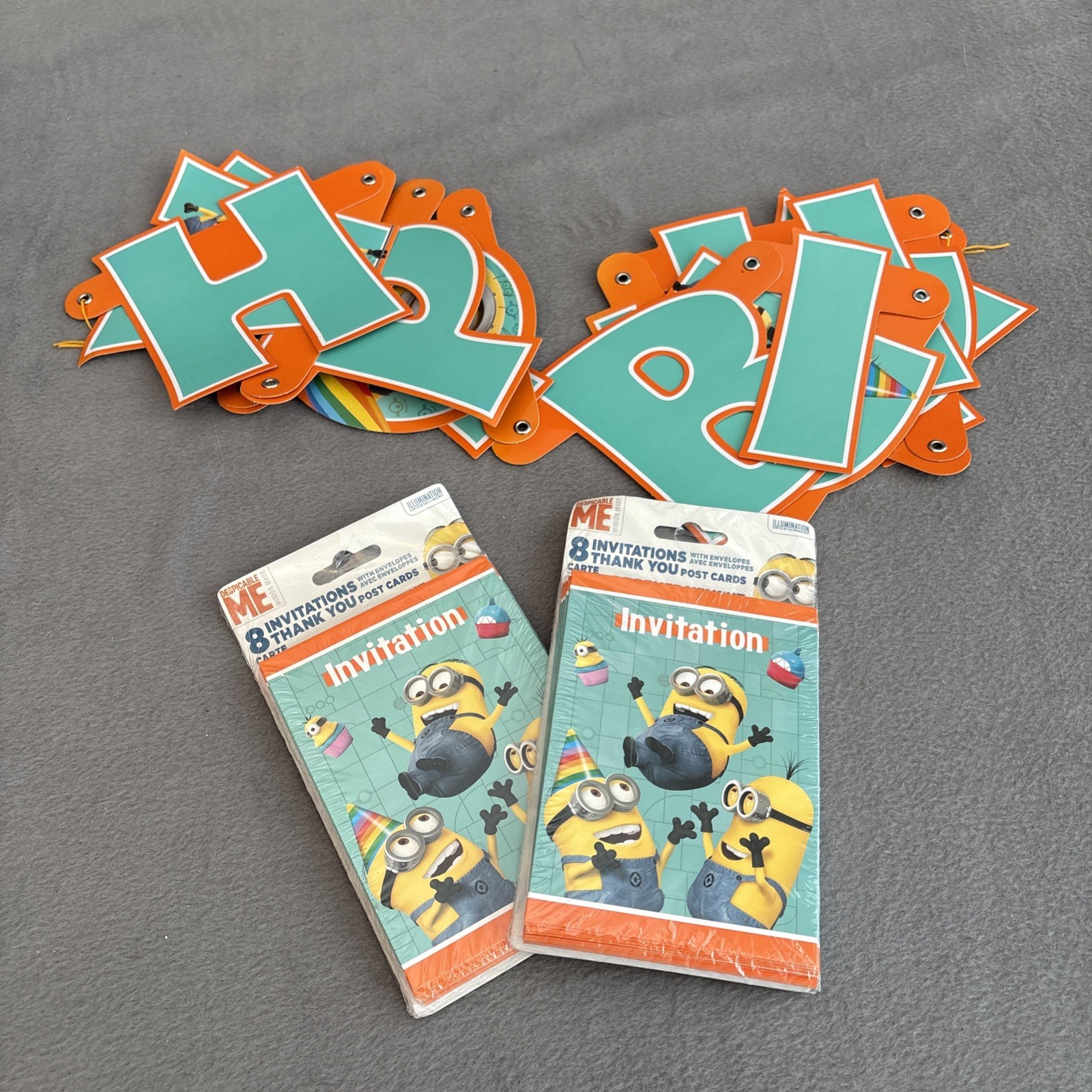 Despicable Me Minions Kid Birthday Party 16 Invitations 2 Packs of 8 Plus Banner