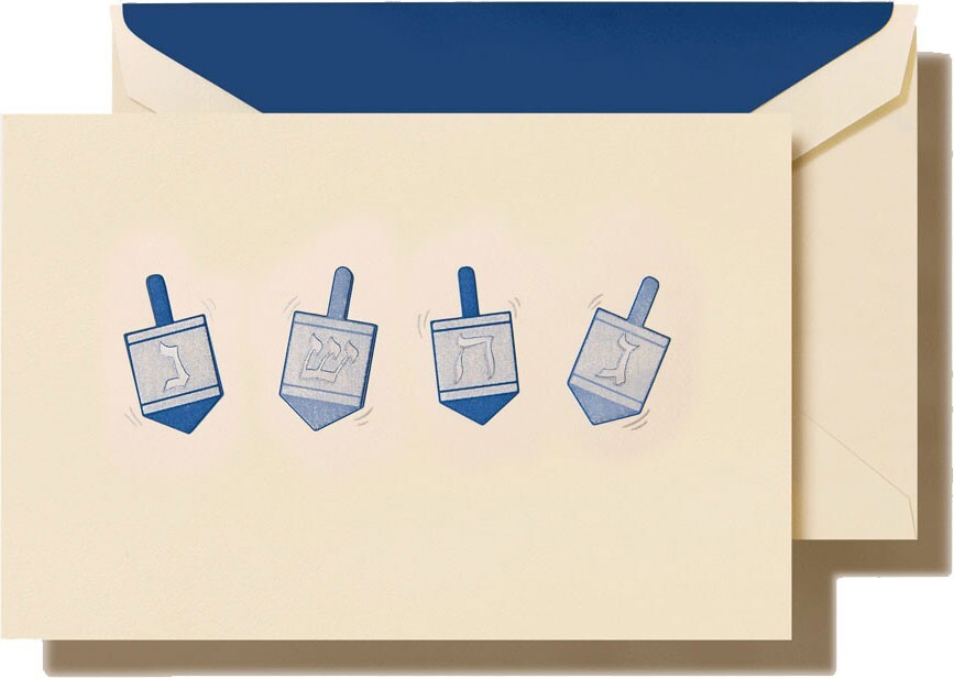 Crane Engraved Dreidels Hanukkah Greeting Cards, 10 cards, NIB