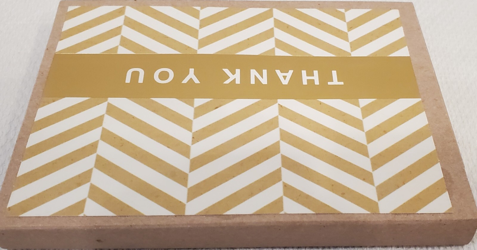 NEW Hallmark – Gold and White Chevron Thank You Note Cards (10 Cards/Envelopes) 