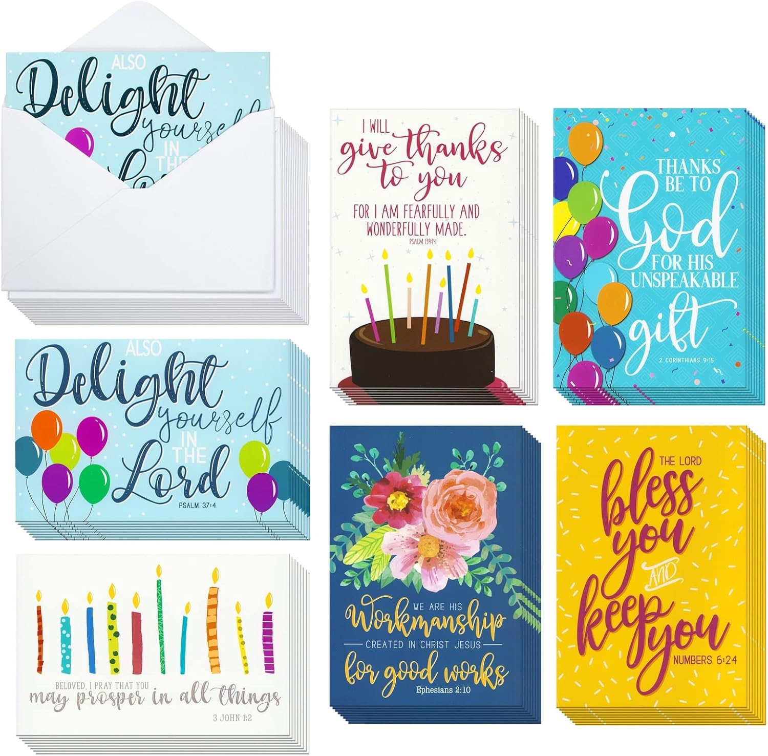 48 Pack Birthday Cards 4×6 Inch Set with Envelopes Multicolor Greeting Card Bulk