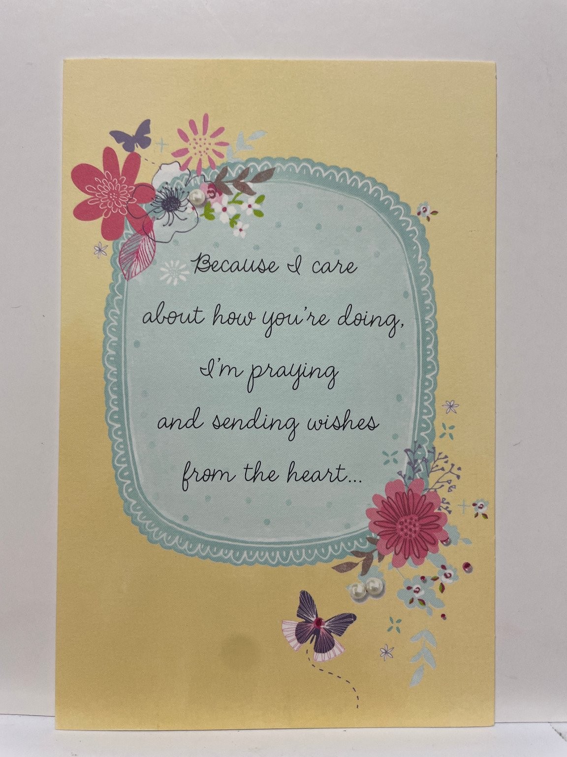 Floral Butterfly Praying Wishes Greeting Card Support Encouragement