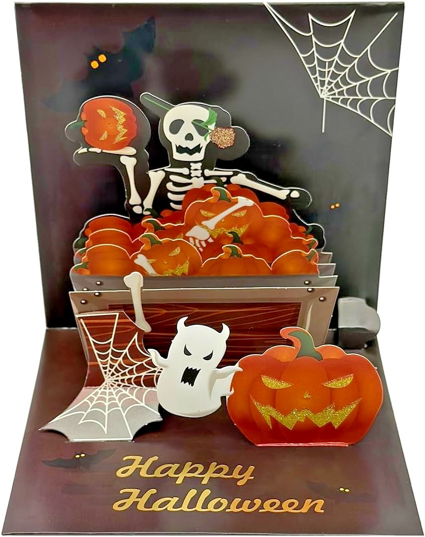 Halloween 3D Pop Out Skeleton/ghost/pumpkins with envelope