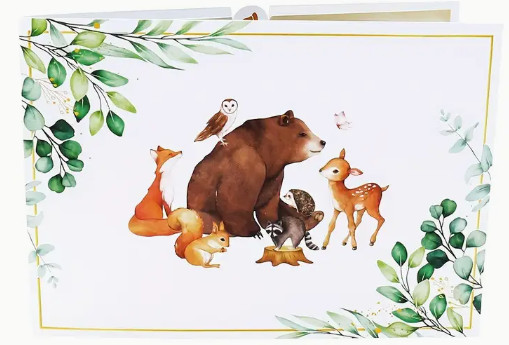 3D POPUP CARD-Enchanting Woodland Animals Pop-Up Card -Forest Scene